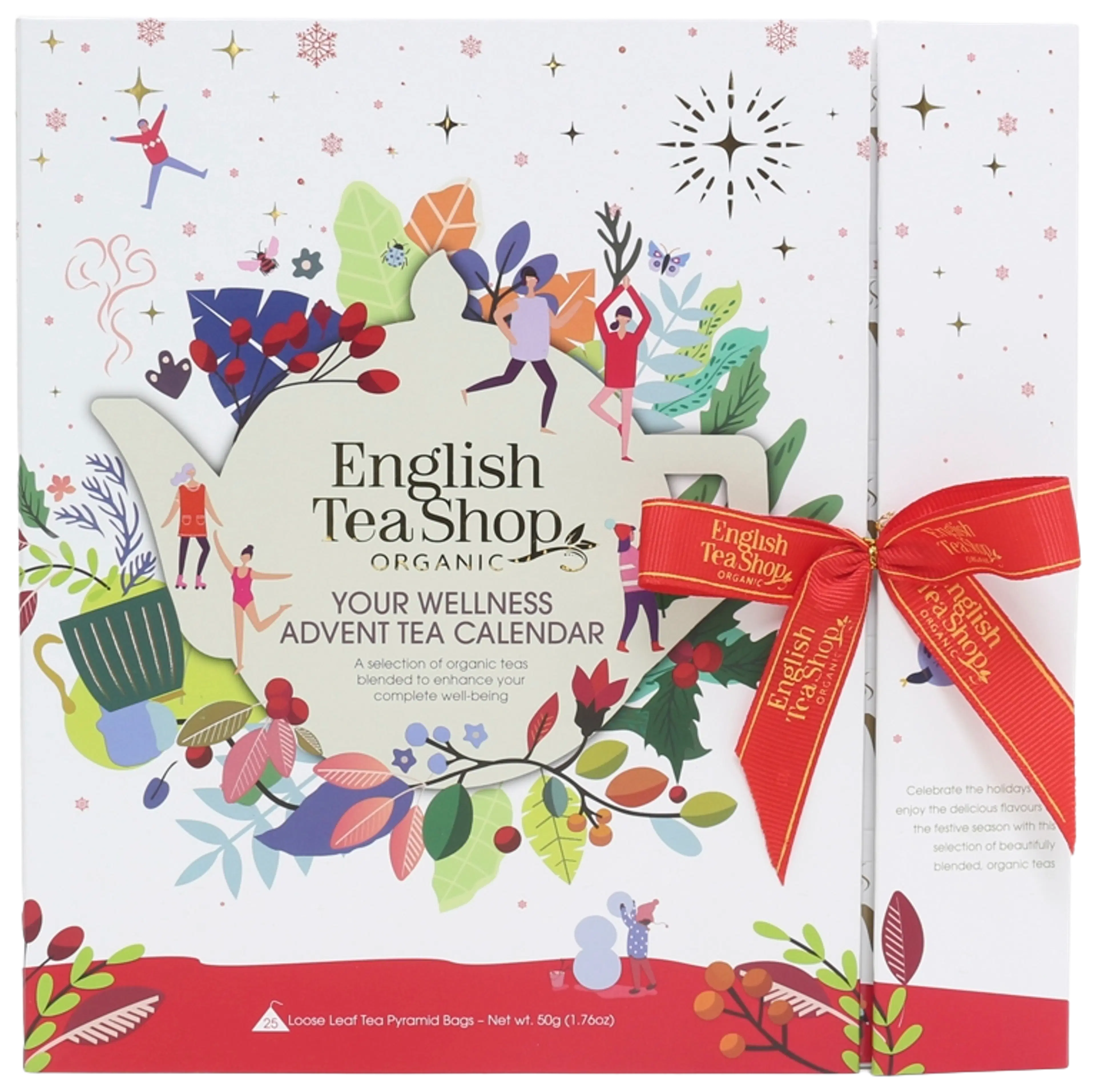 English Tea Shop Luomu Teejoulukalenterikirja, valkoinen 25pss 50g
