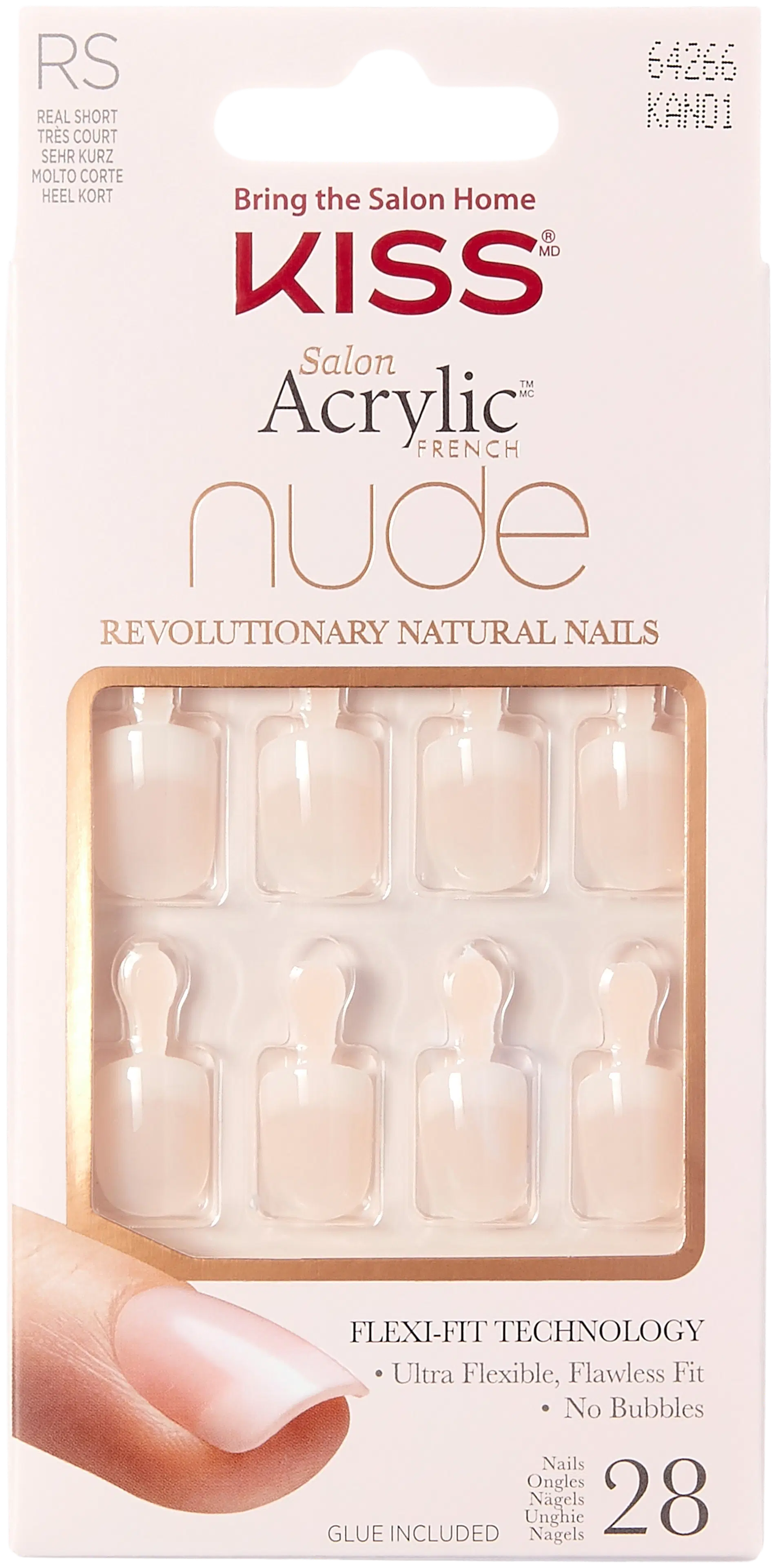 Kiss Nails Salon Acrylic Nude French 28 kpl nail kit, KAN01