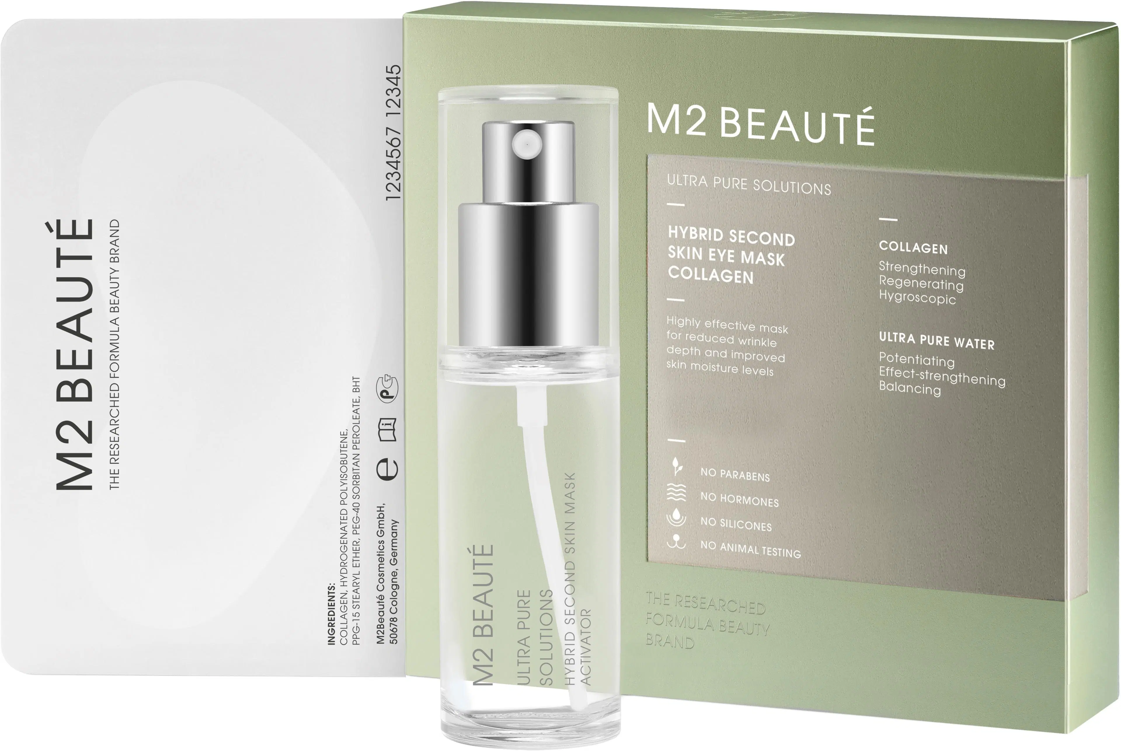 M2 Beauté Ultra Pure Solutions Second Skin Eye Mask Collagen silmänympärysihon naamio 30 ml / 7 paria