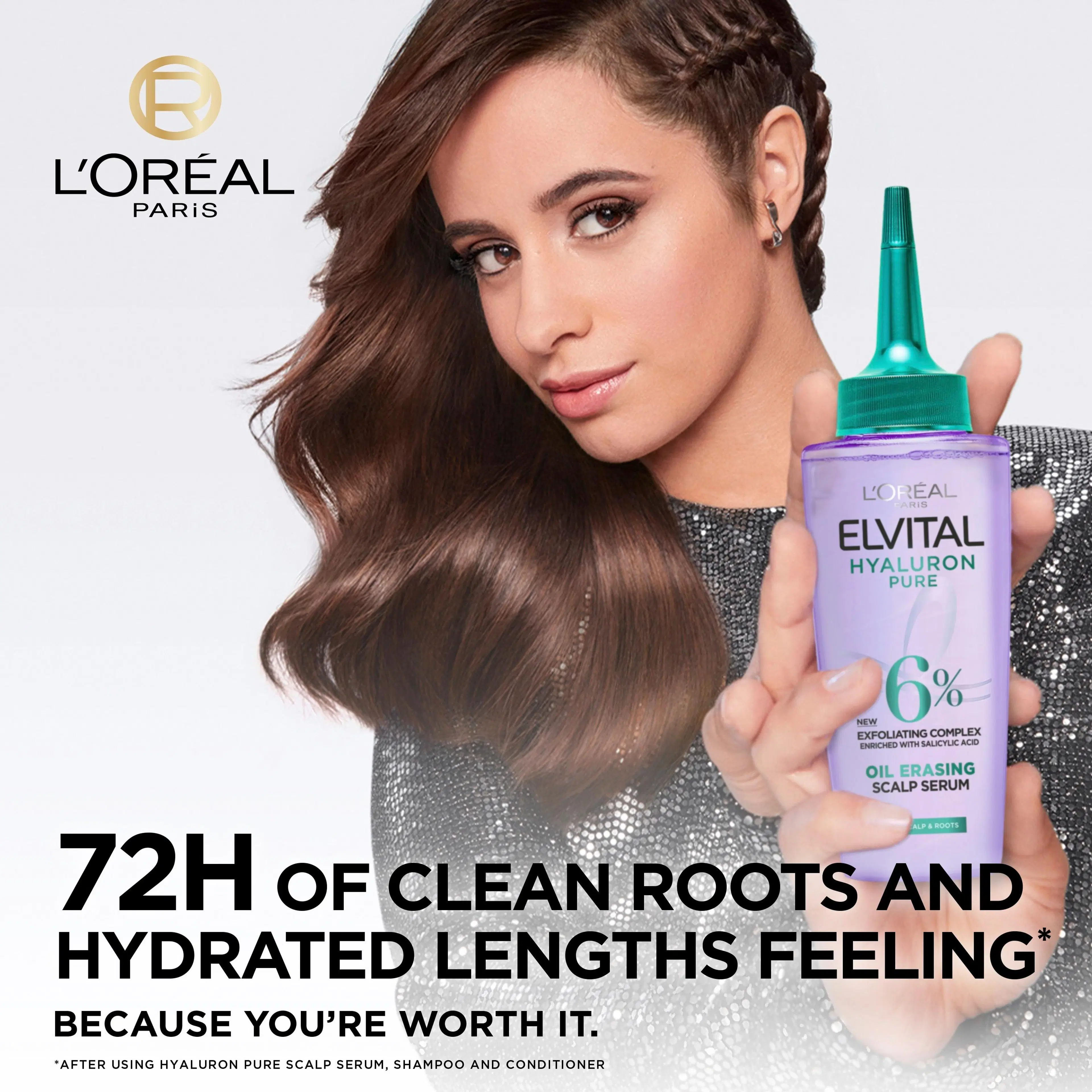 L'Oréal Paris Elvital Hyaluron Pure Oil Erasing Scalp seerumi kosteutta kaipaaville hiuksille 100ml