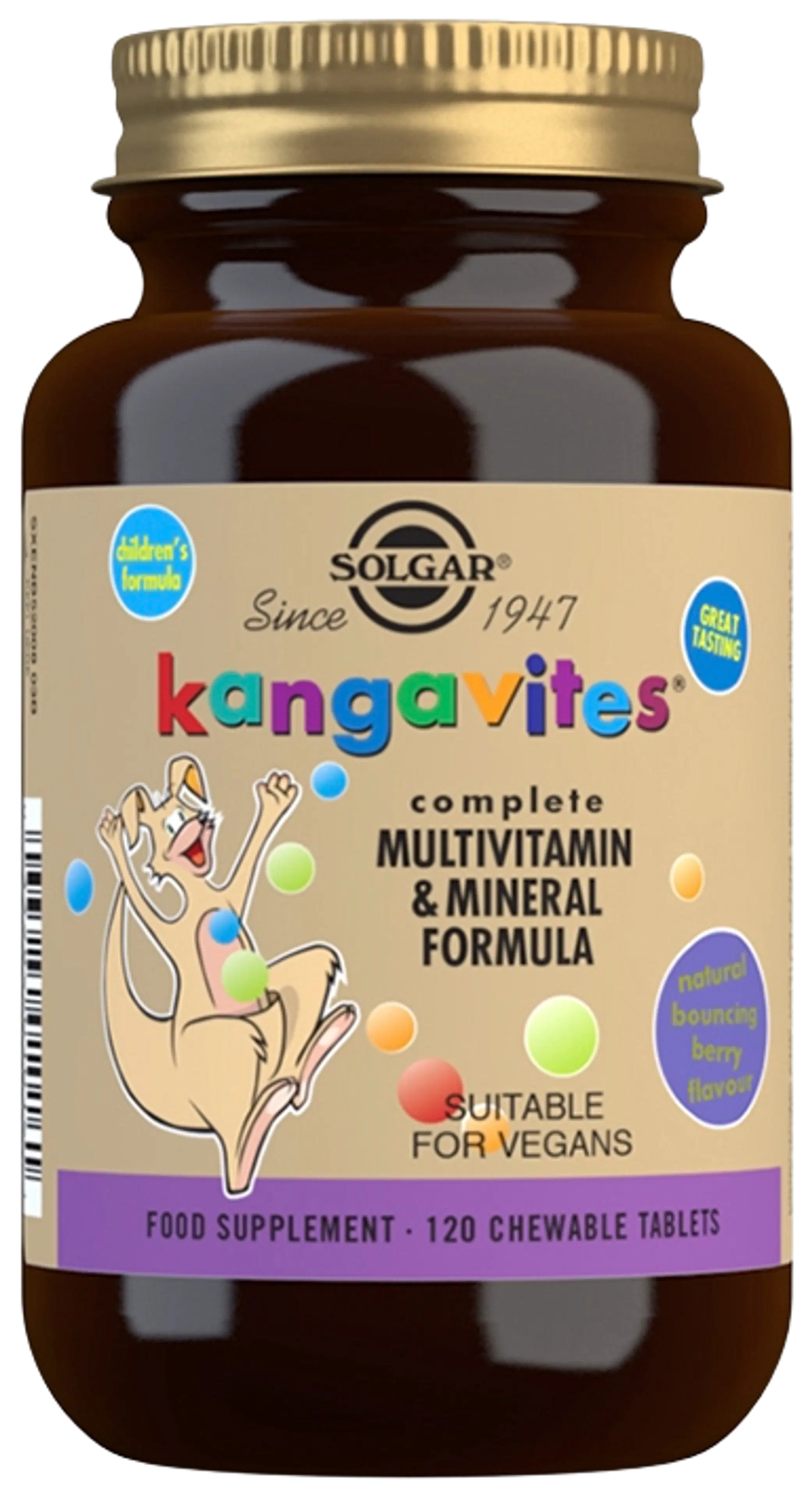 Solgar Kangavites® Bouncing Berry monivitamiini lapsille 120 tabl.