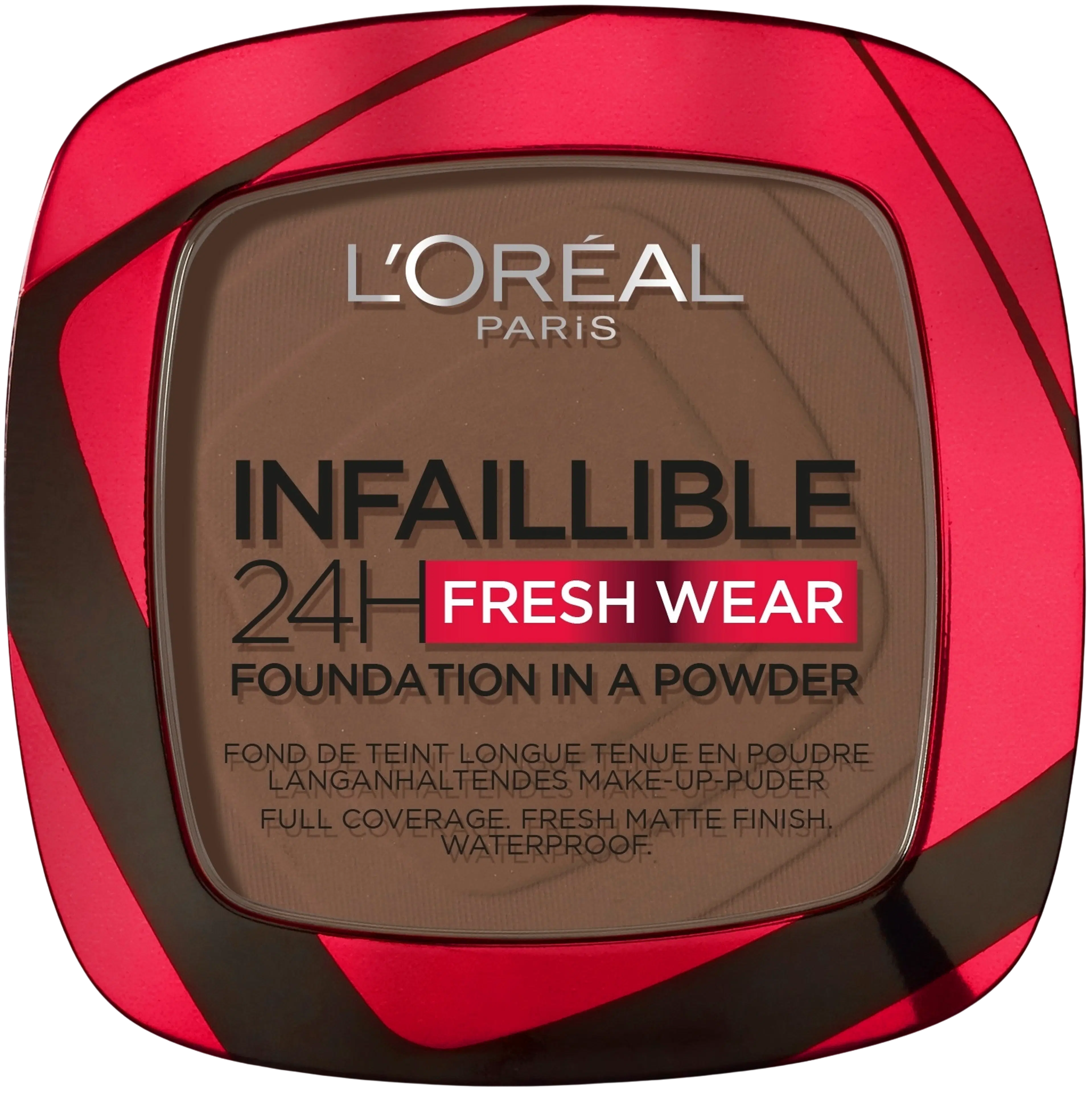L'Oréal Paris Infaillible 24h Fresh Wear 390 Ebony meikkipuuteri 9 g