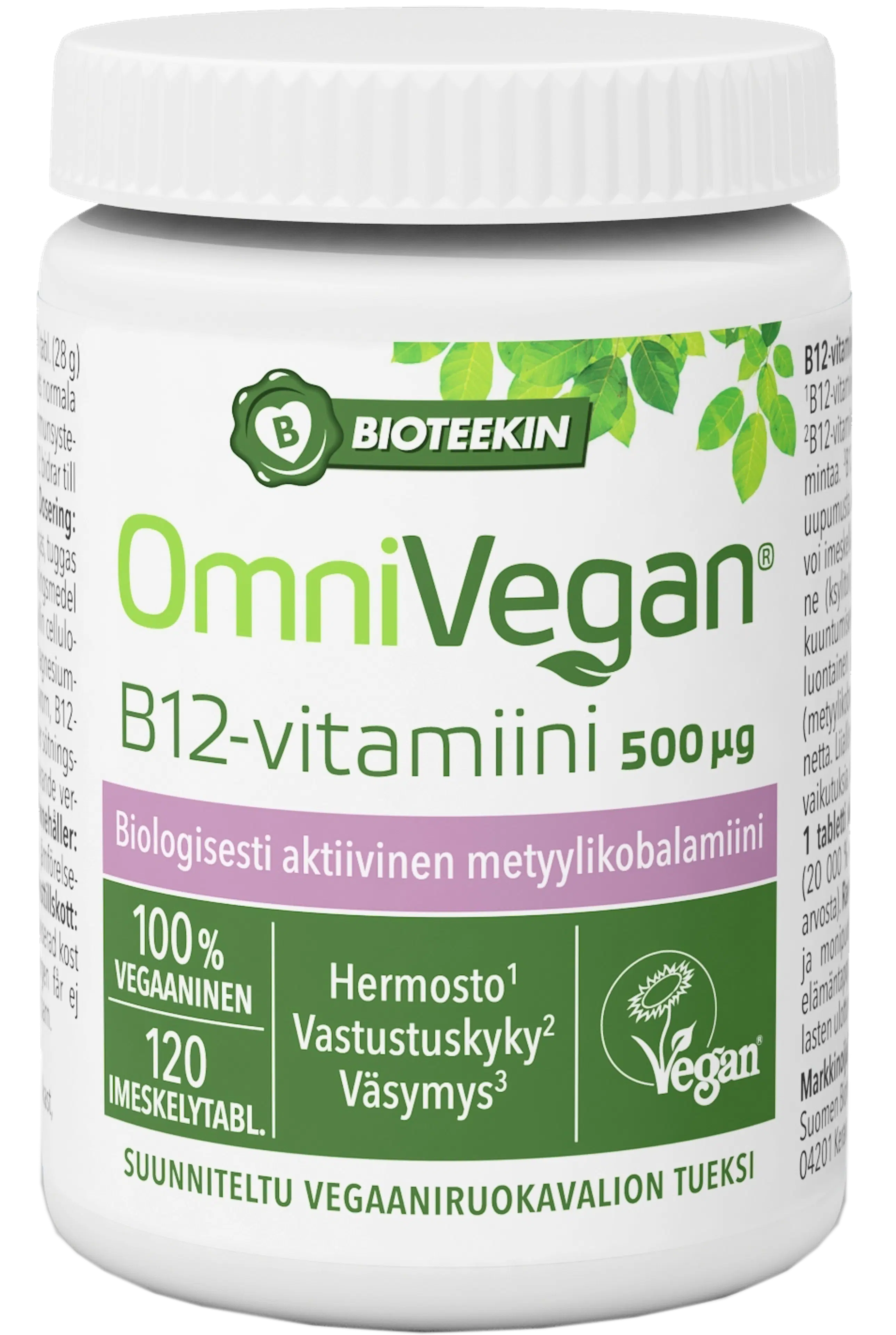 Bioteekki OmniVegan B12-vitamiini imeskelytabletti 120 tabl.