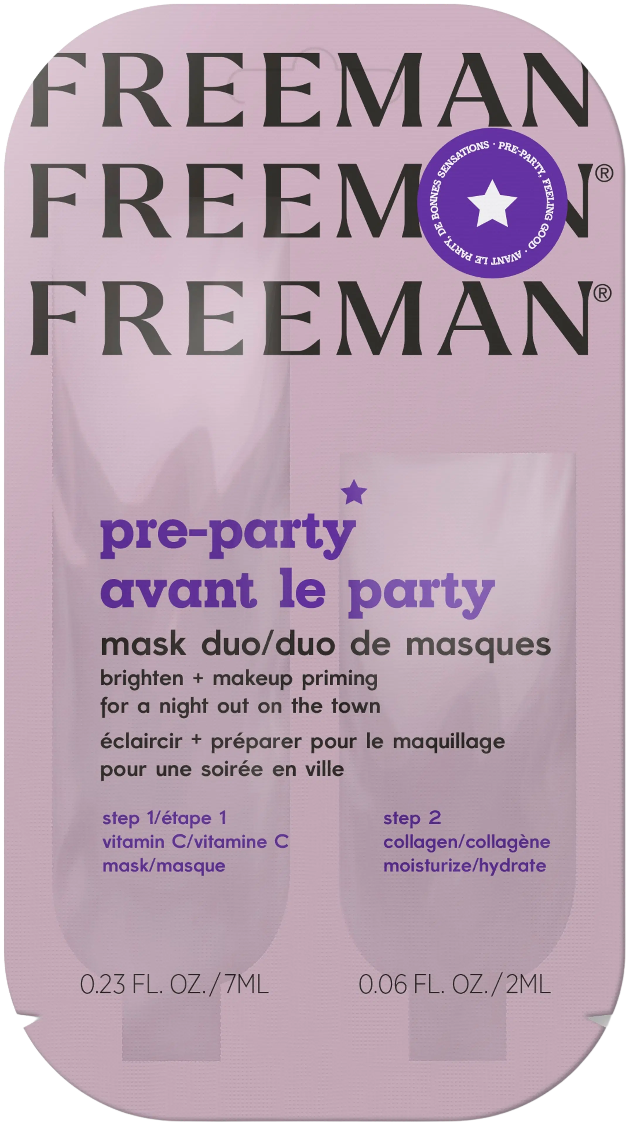 Freeman Pre-Party Priming Duo Sachet -naamio+voide 7+2ml