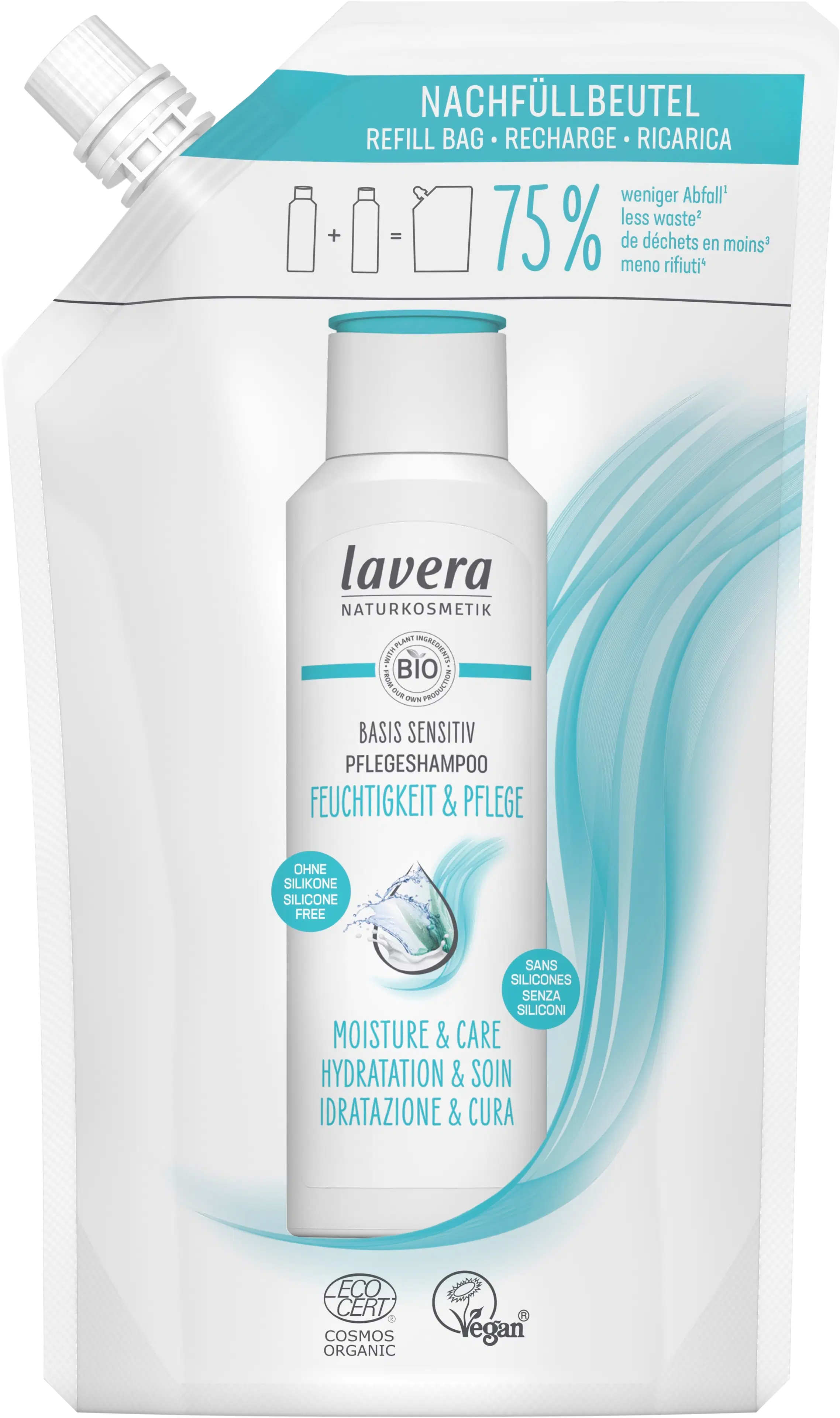lavera Bs Moisture & Care shampoo täyttöpussi 500 ml