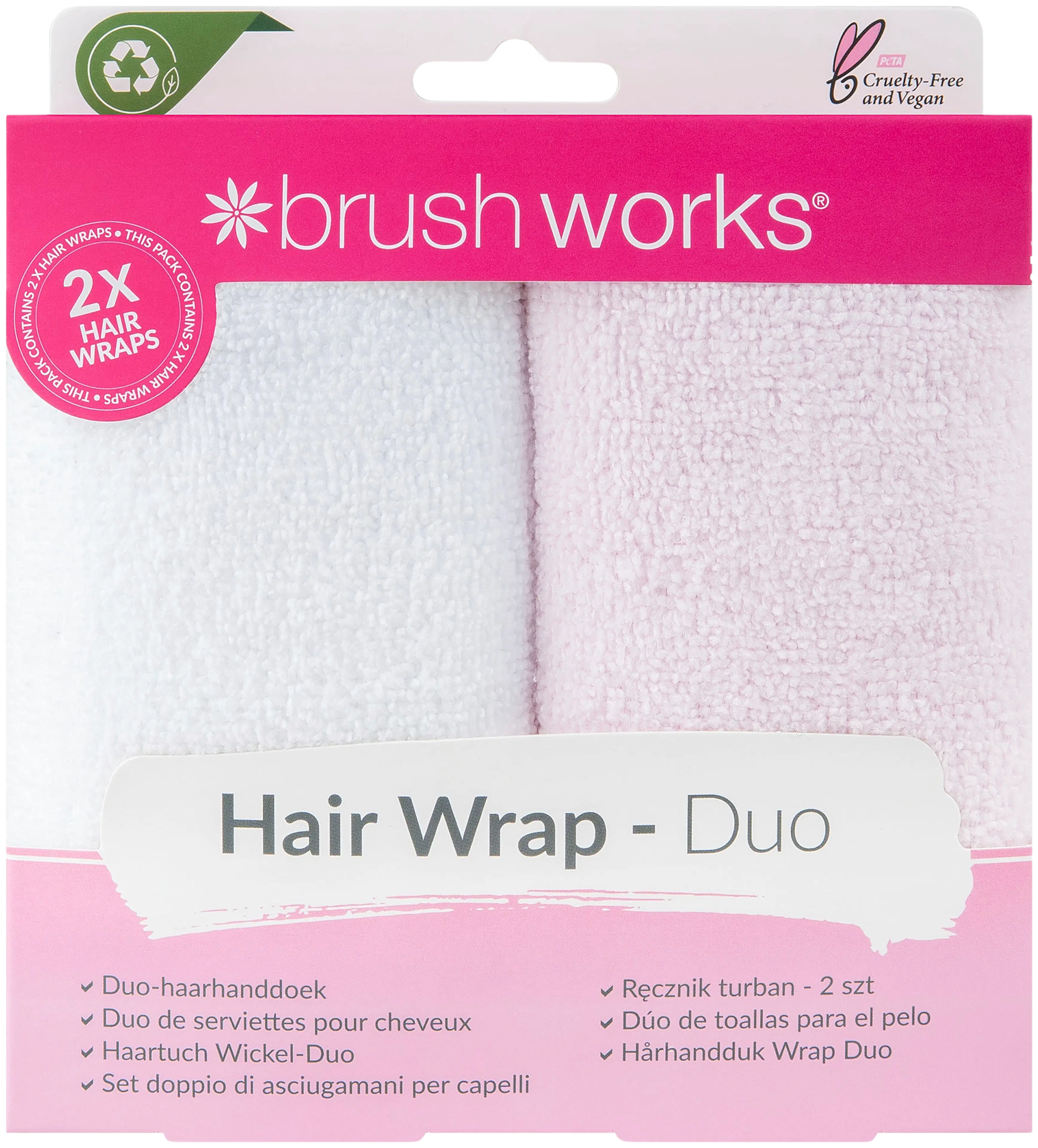 Brushworks Hair Towels hiuspyyhkeet mikrokuitua 2 kpl