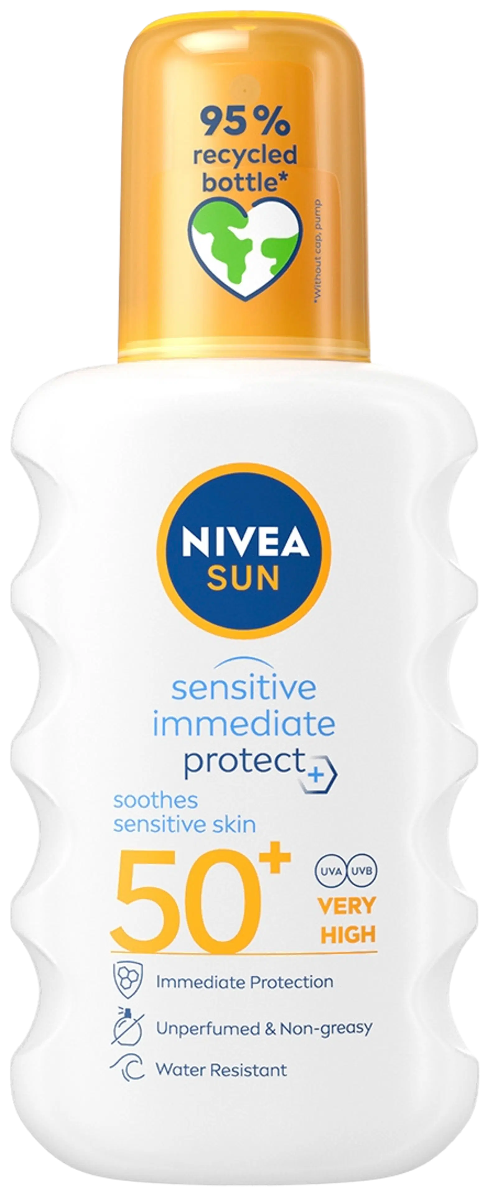 NIVEA SUN 200ml Sensitive Immediate Protect Soothing Sun Spray SK50+ -aurinkosuojasuihke