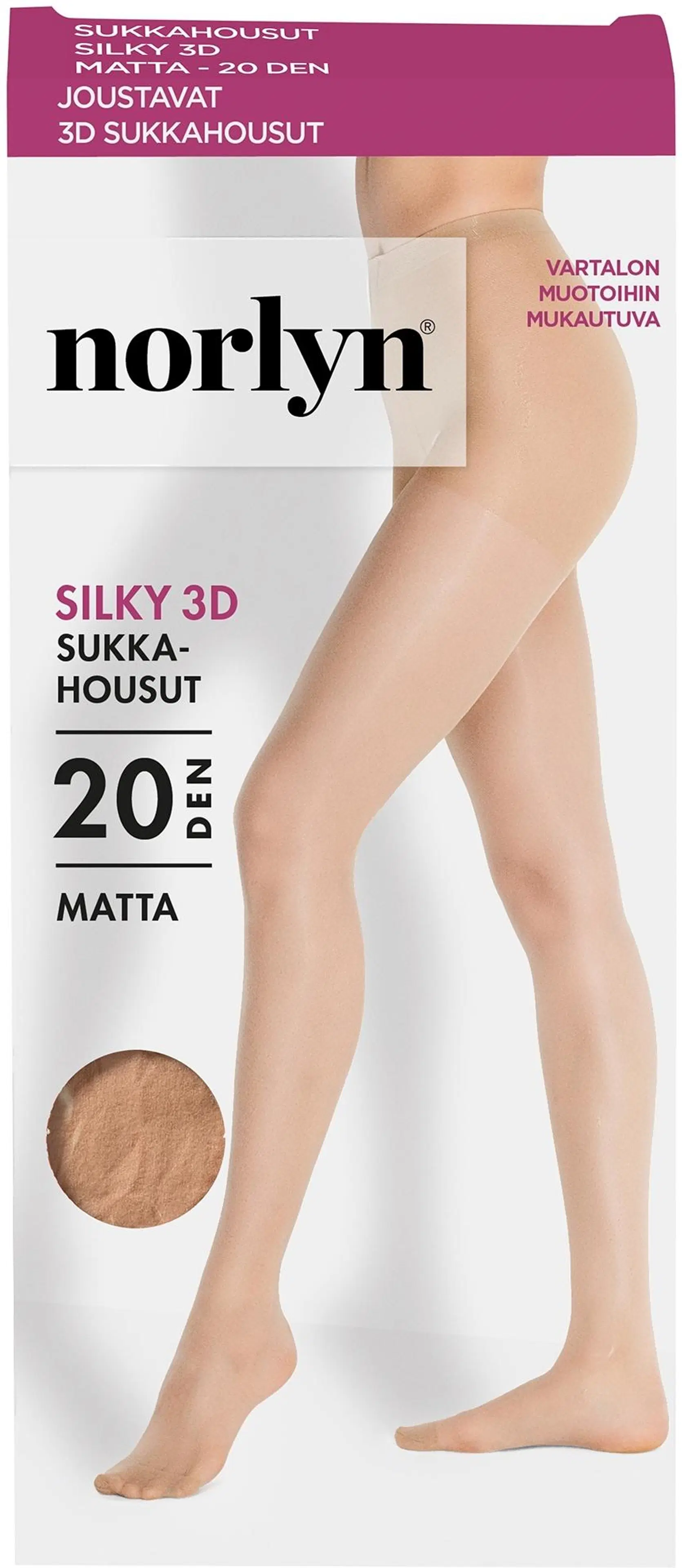 Norlyn naisten sukkahousut Silky 3D 20den