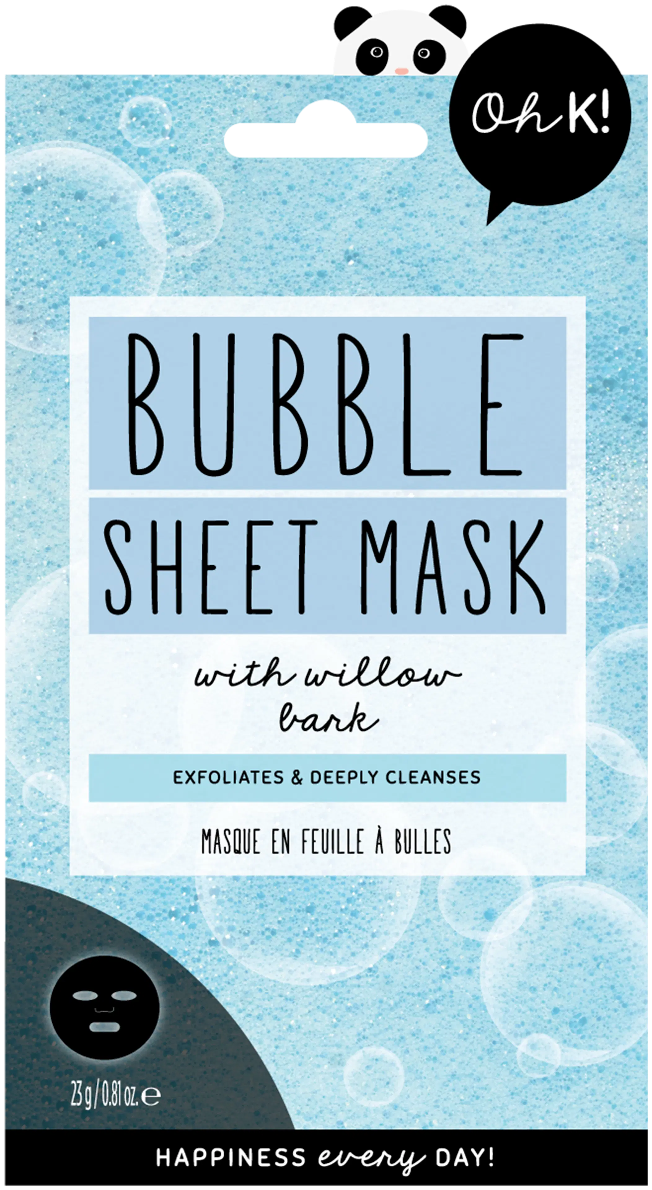 Oh K! Exfoliate & Cleanse Bubble Sheet Mask vaahtoava naamioarkki 23g