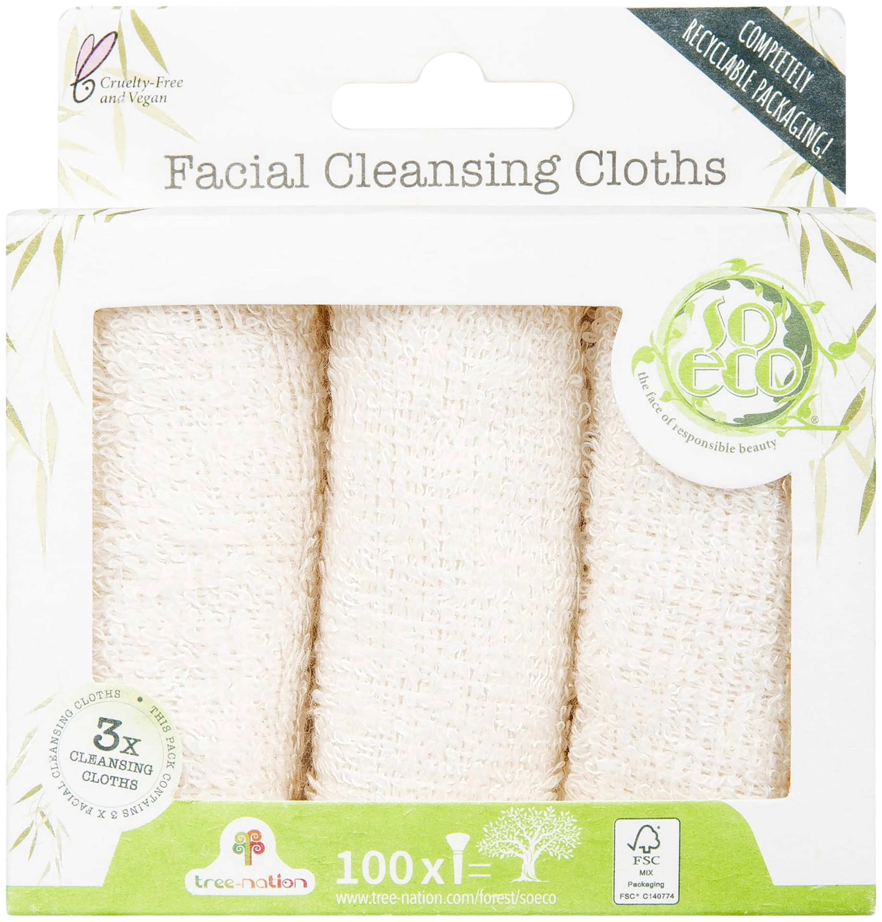 So Eco bamboo facial cleansing cloths kasvojen puhdistusliinat 3 kpl