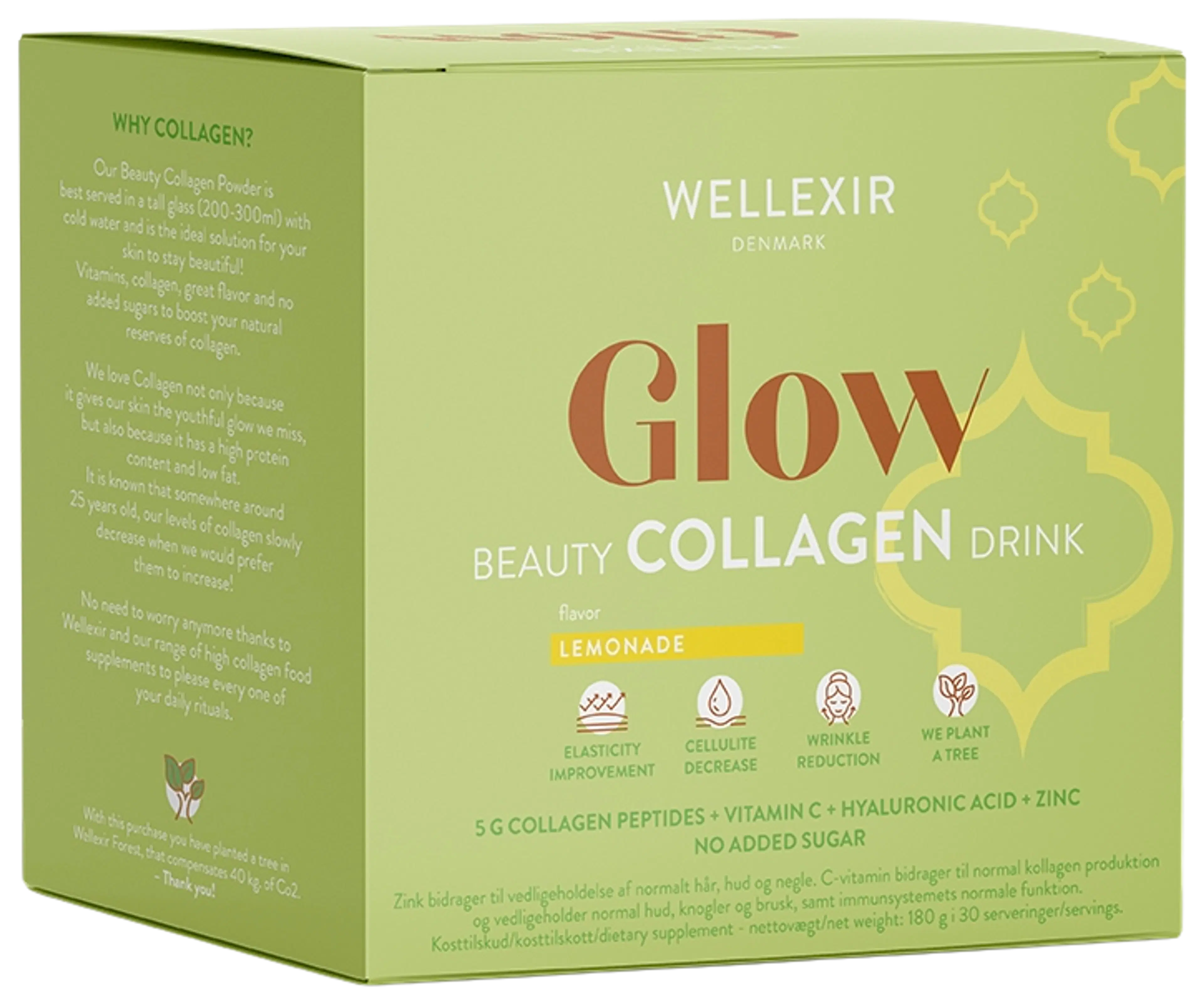 Wellexir Glow Beauty Collagen Drink Lemonade kollageeni-vitamiini ravintolisäjauhe 30 kpl