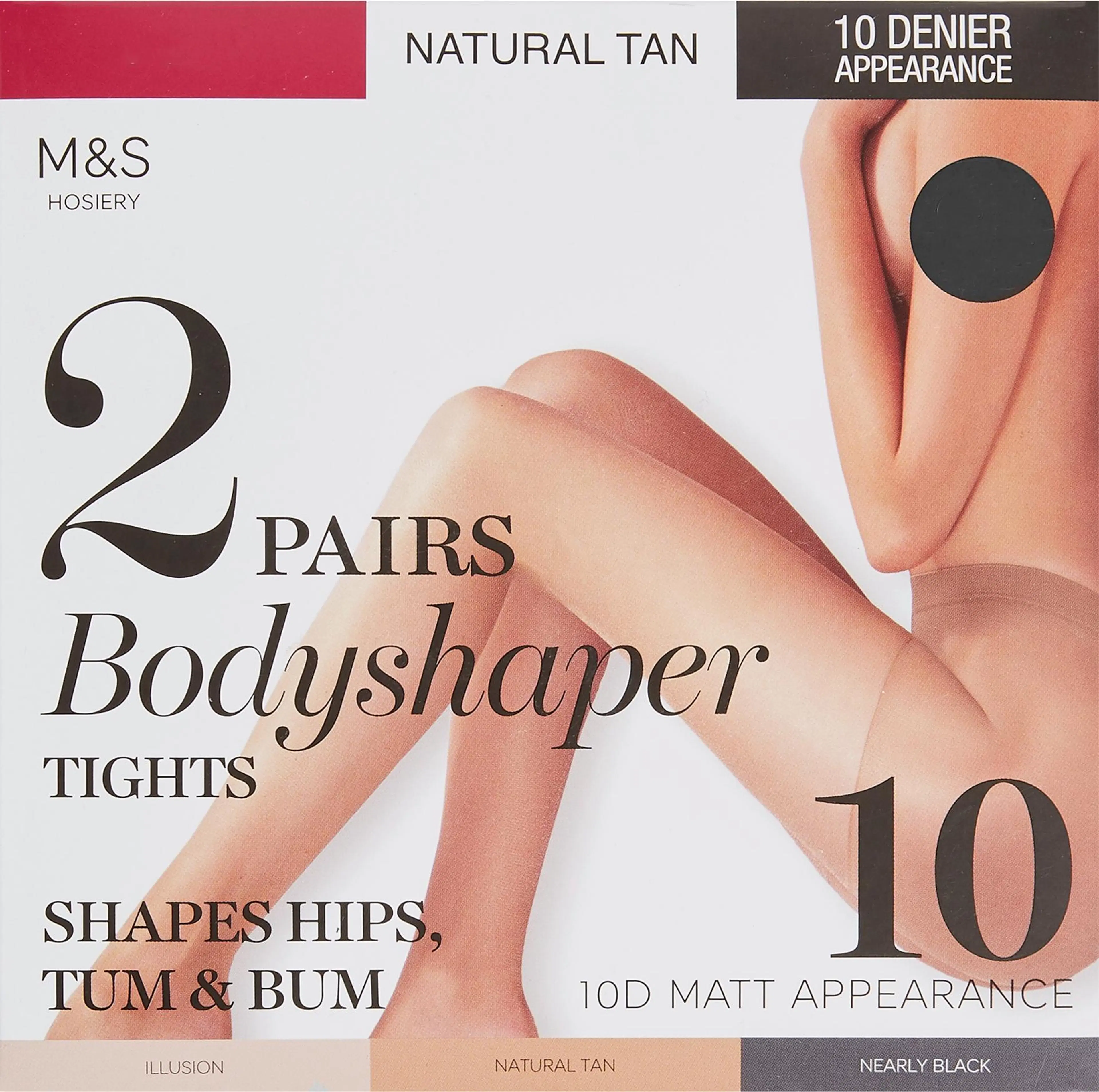 M&S Bodyshaper 10 DEN sukkahousut matta, 2-pack