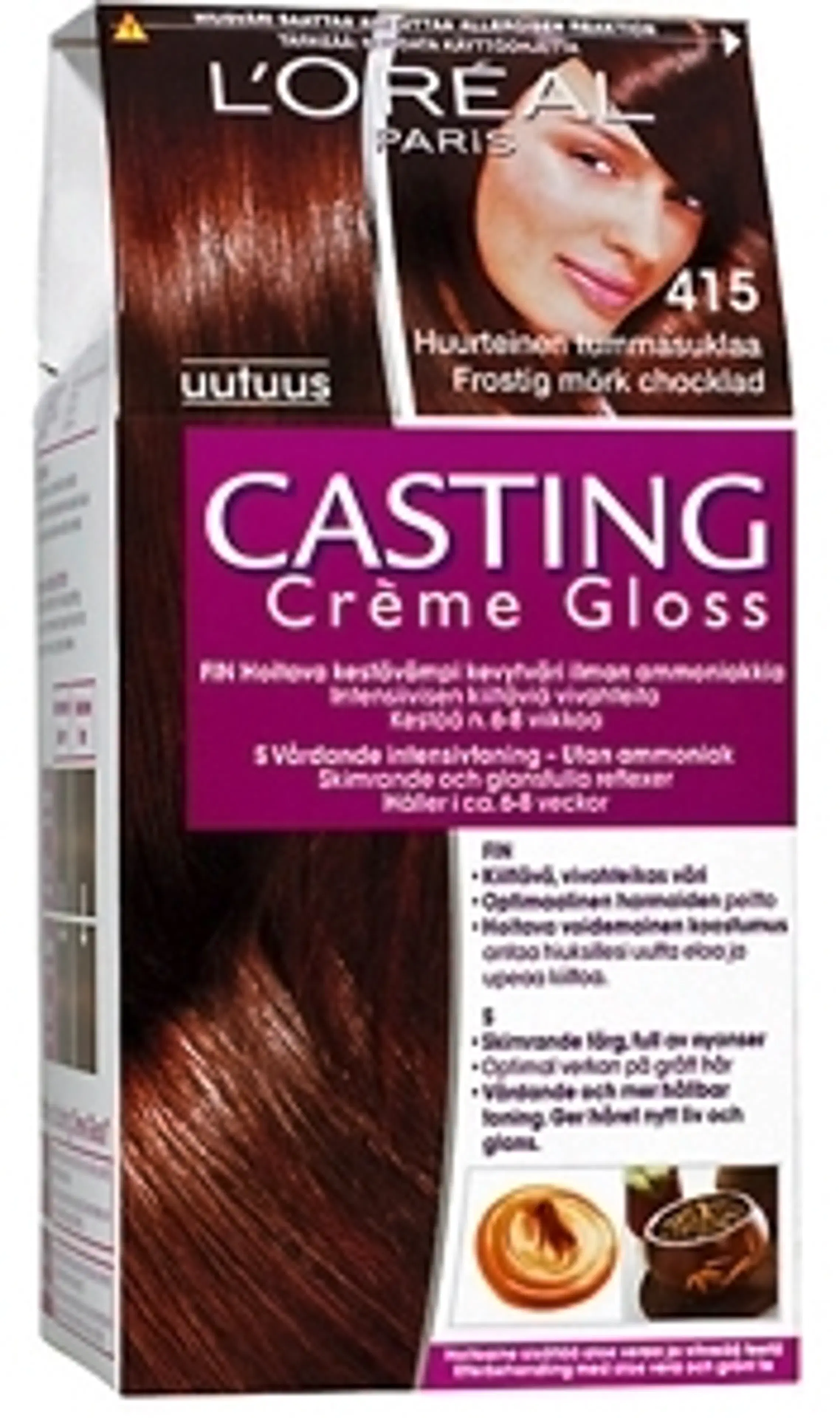 L'Oréal Paris Casting Crème Gloss 415 Iced Chocolate Syvä Kastanjanruskea kevytväri 1kpl