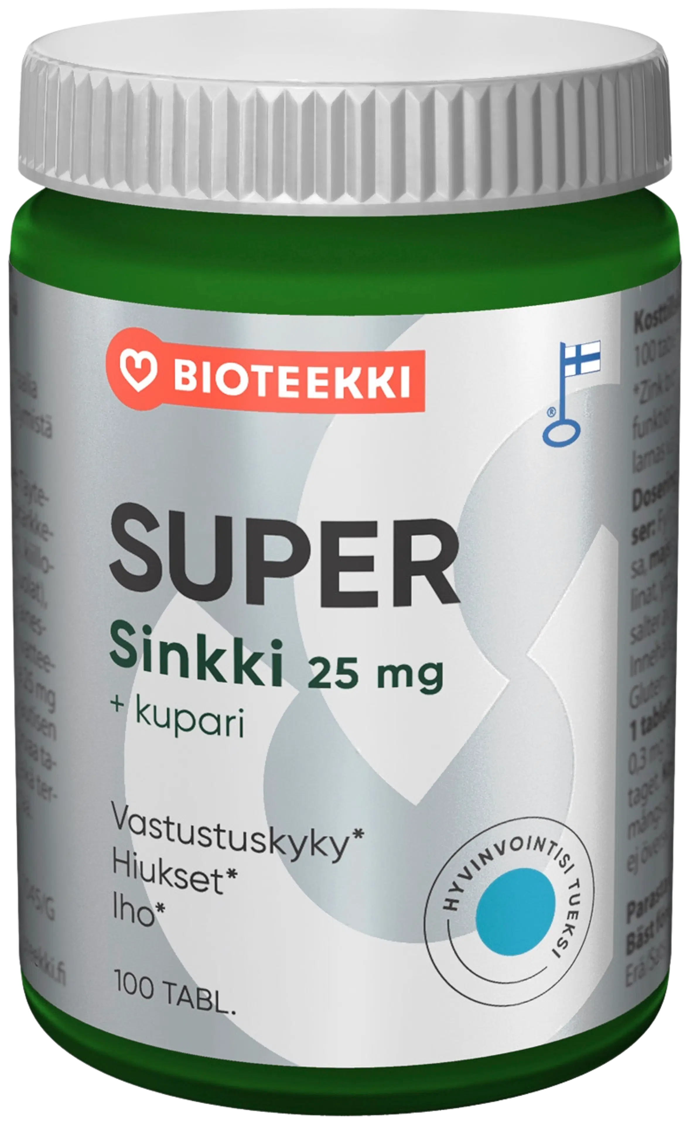 Bioteekin Super Sinkki+Kupari ravintolisä 100 tabl