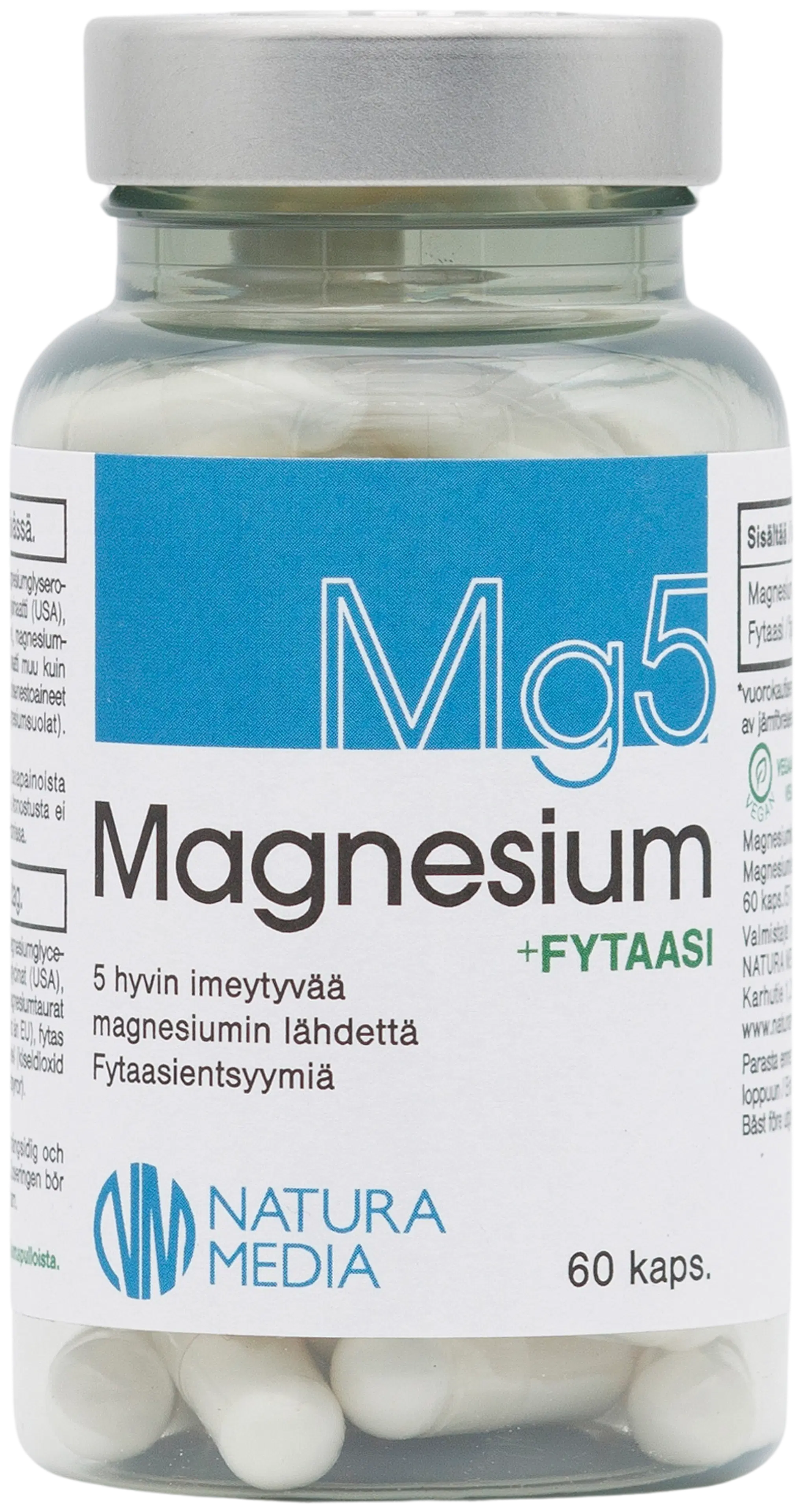 Natura Media Mg5 Magnesium+Fytaasi 60 kaps
