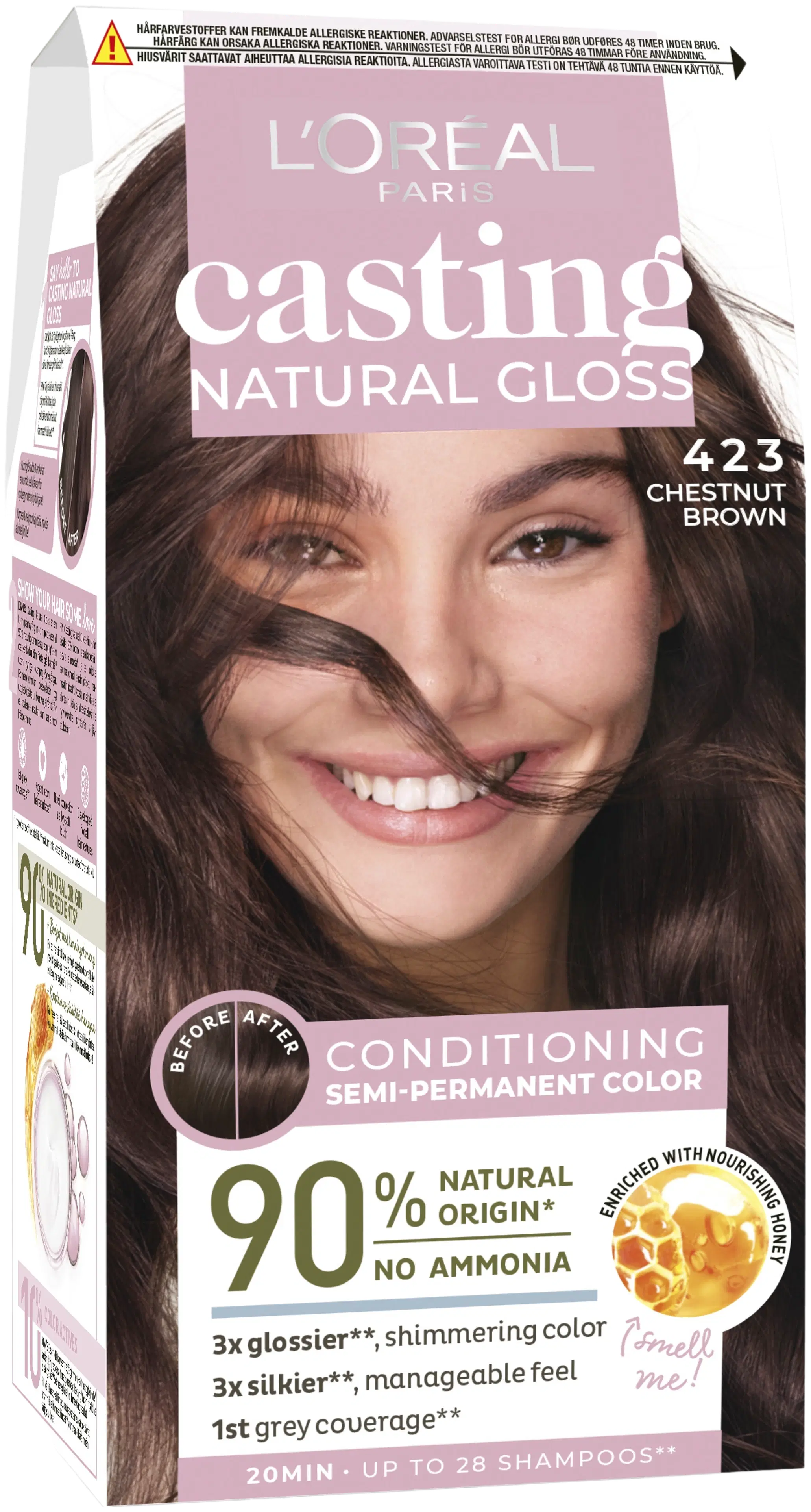 L'Oréal Paris Casting Natural Gloss 423 Brown Noisette kevytväri 1kpl