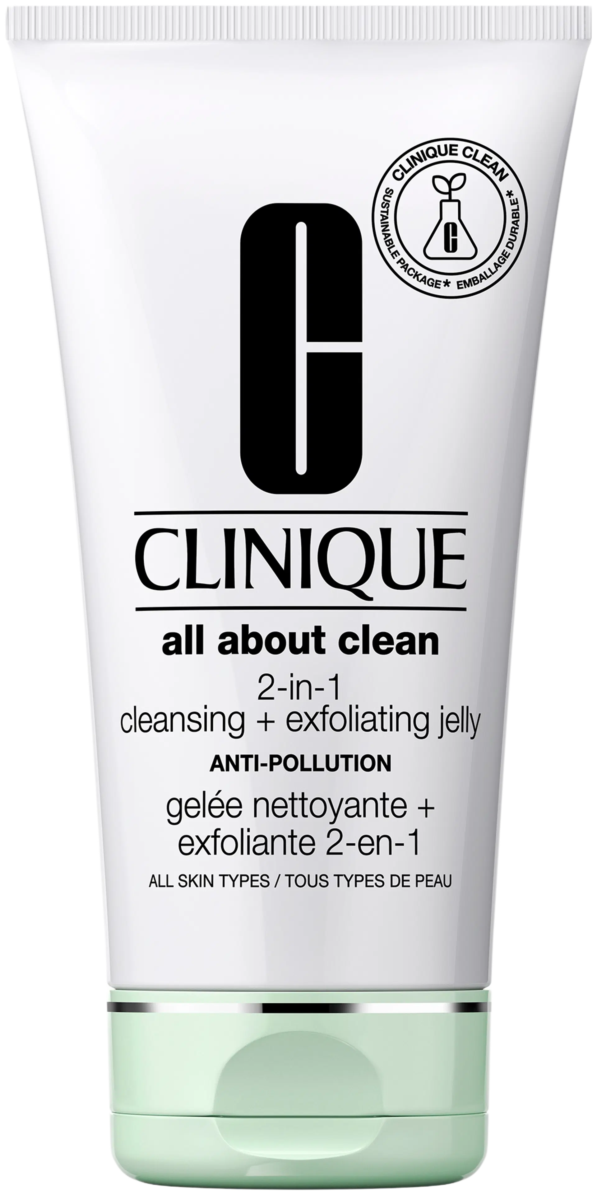Clinique All About Clean 2-in-1 Detoxifying Jelly Cleanser + Exfoliator Anti-Pollution puhdistusaine 150 ml