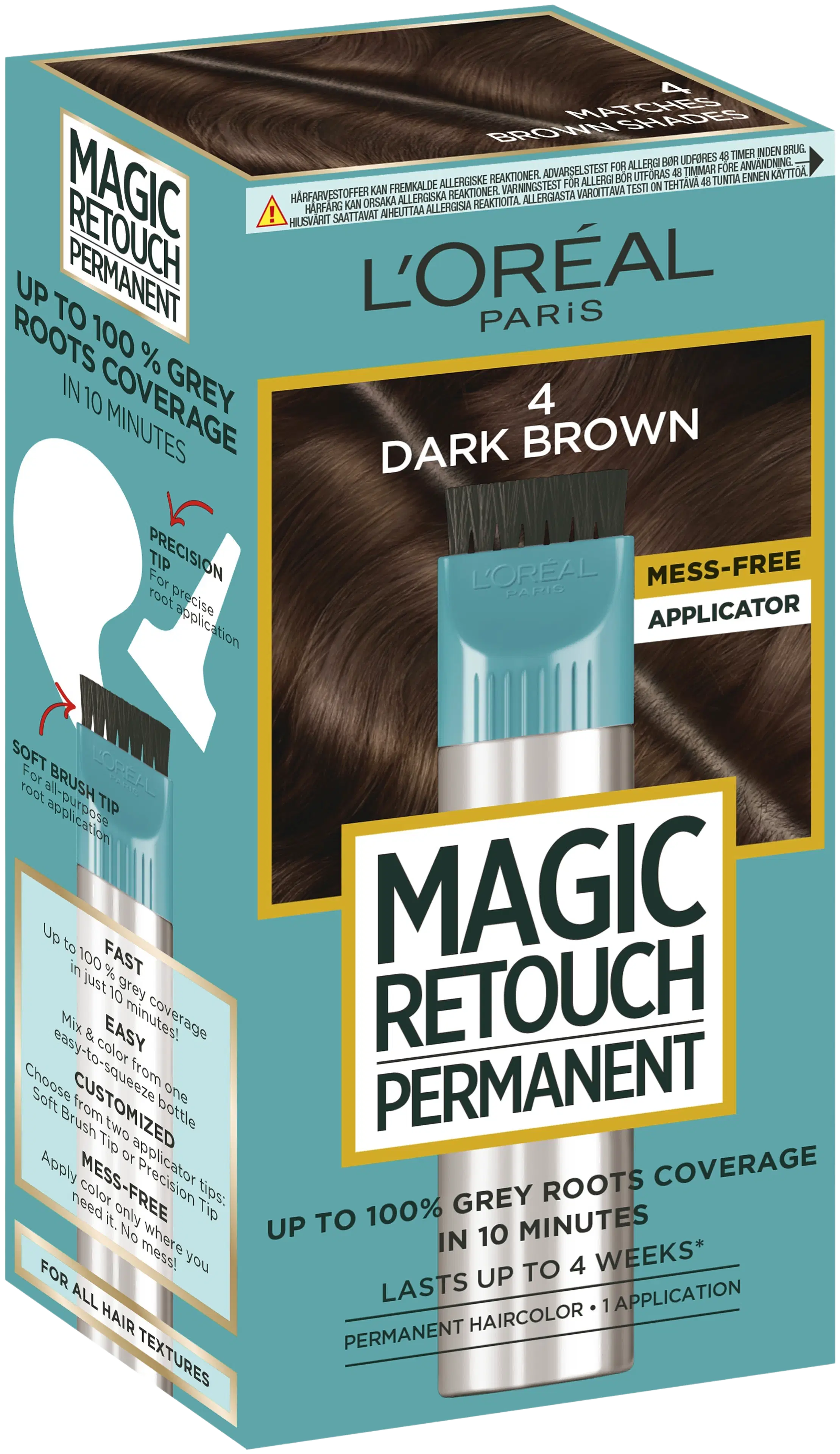 L'Oréal Paris Magic Retouch permanent 4 Dark Brown kestoväri 1kpl