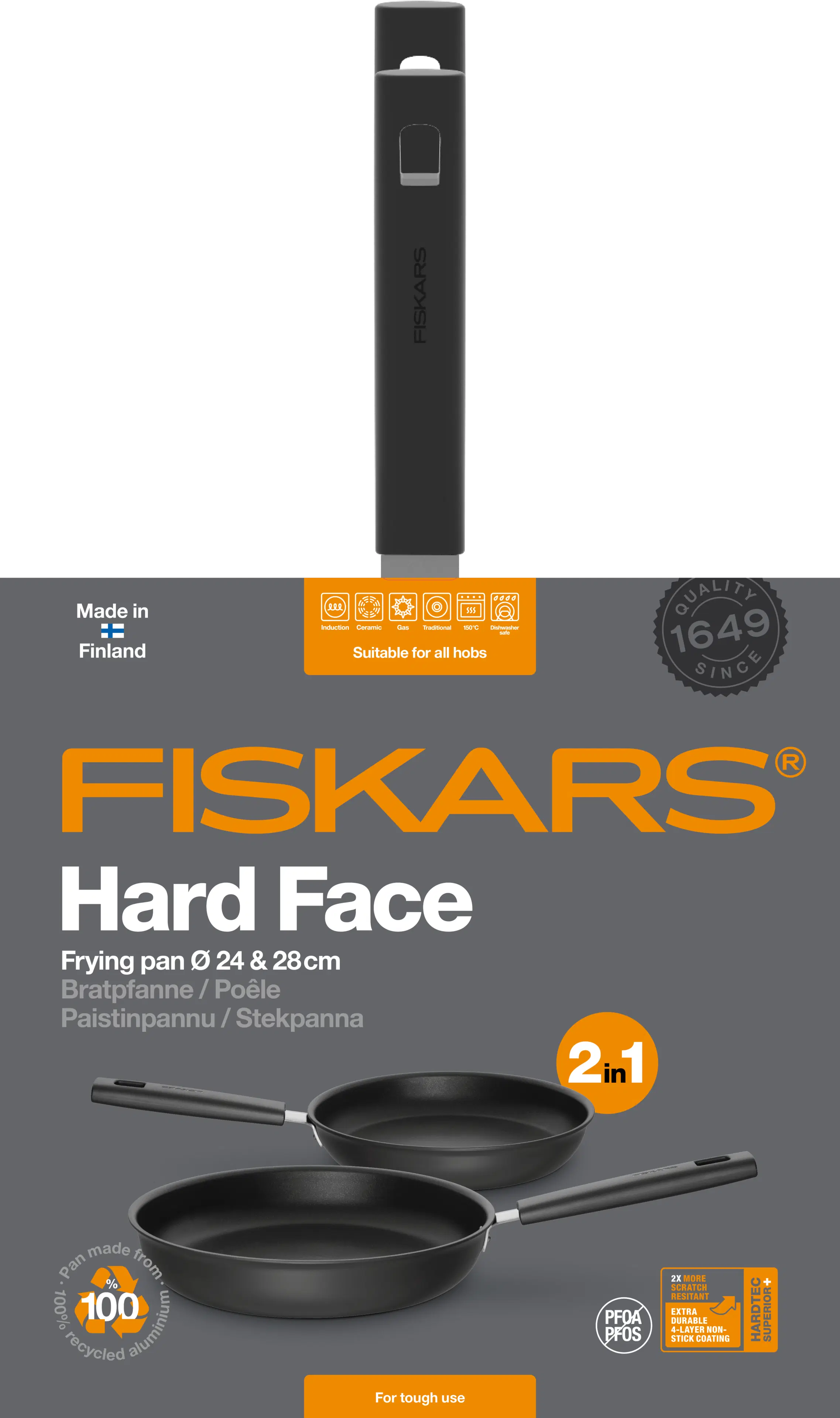 Fiskars Hard Face paistinpannusetti 24cm+28cm