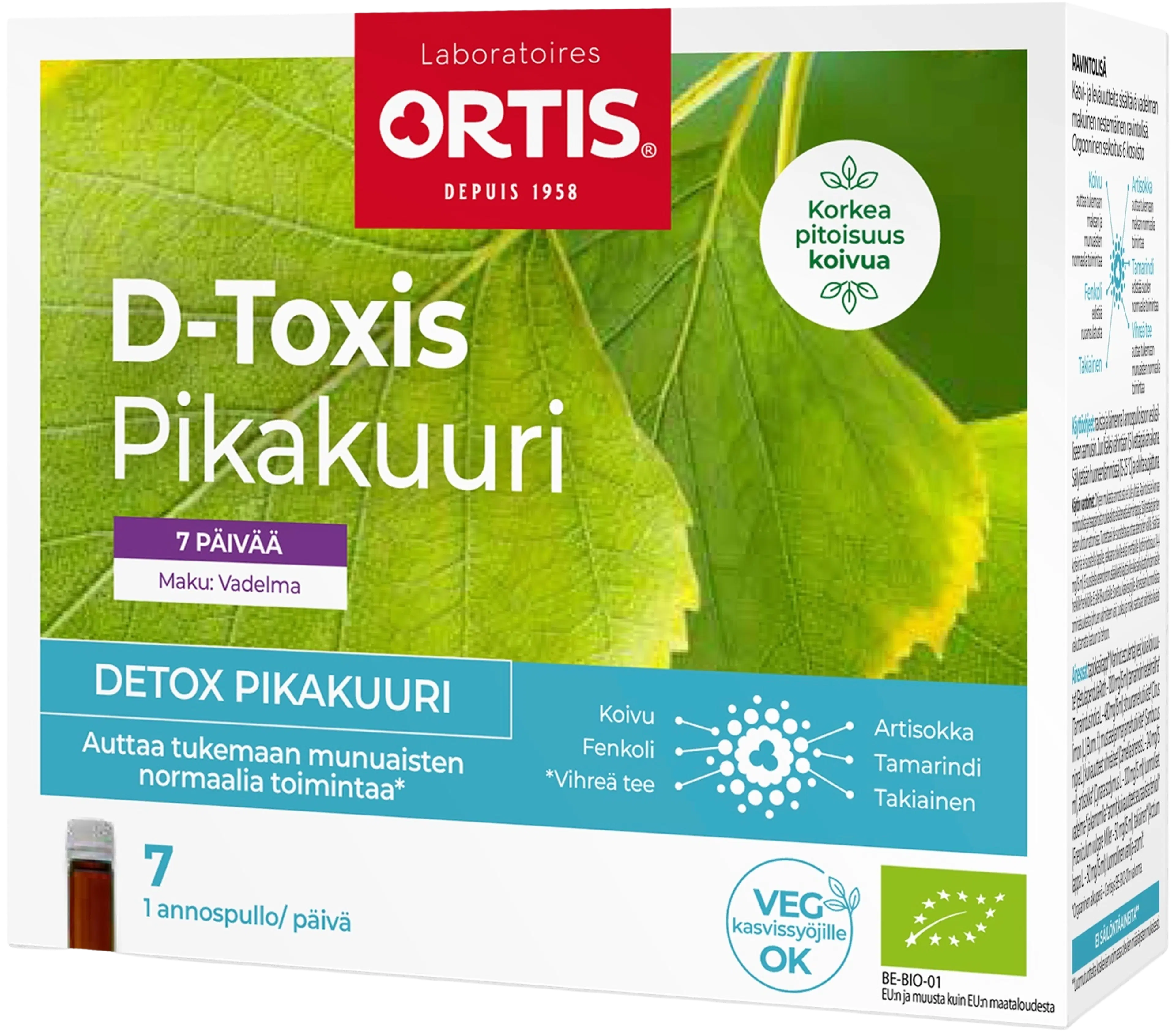 D-Toxis detox vadelma ravintolisä puhdistava pikakuuri 7 päivää 7x15 ml