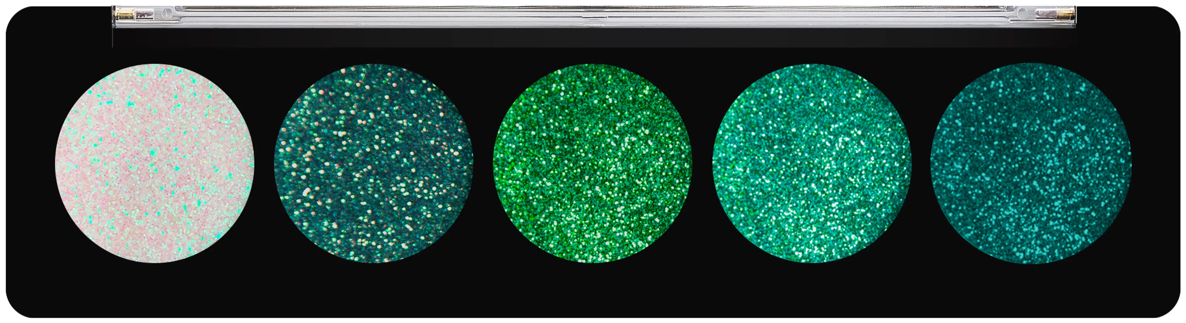 Profusion Cosmetics viiden sävyn glitterpaletti Emerald Gems 4,5 g