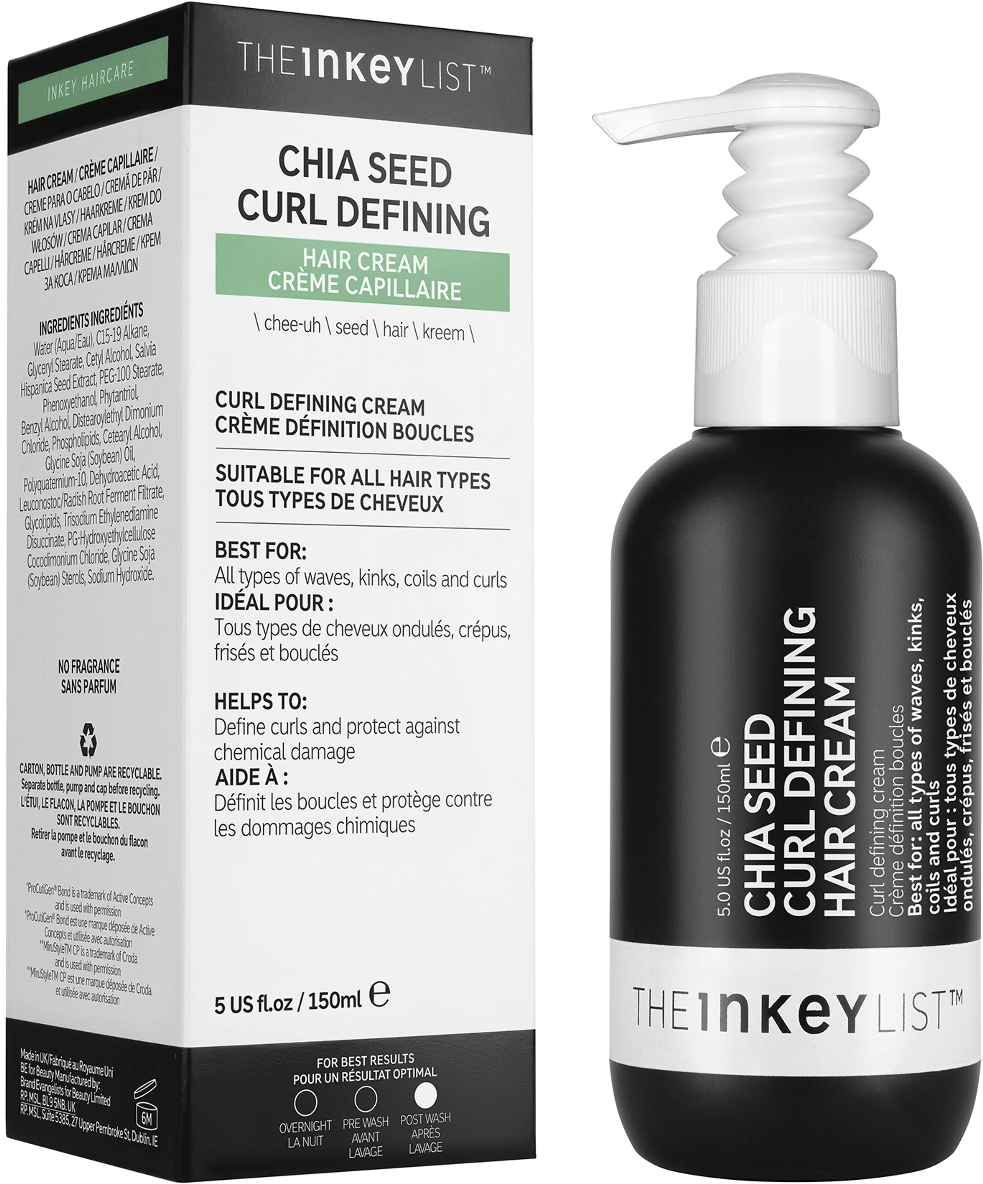 The Inkey List Chia Seed Curl Defining Hair Cream kihartava hiusvoide 150ml