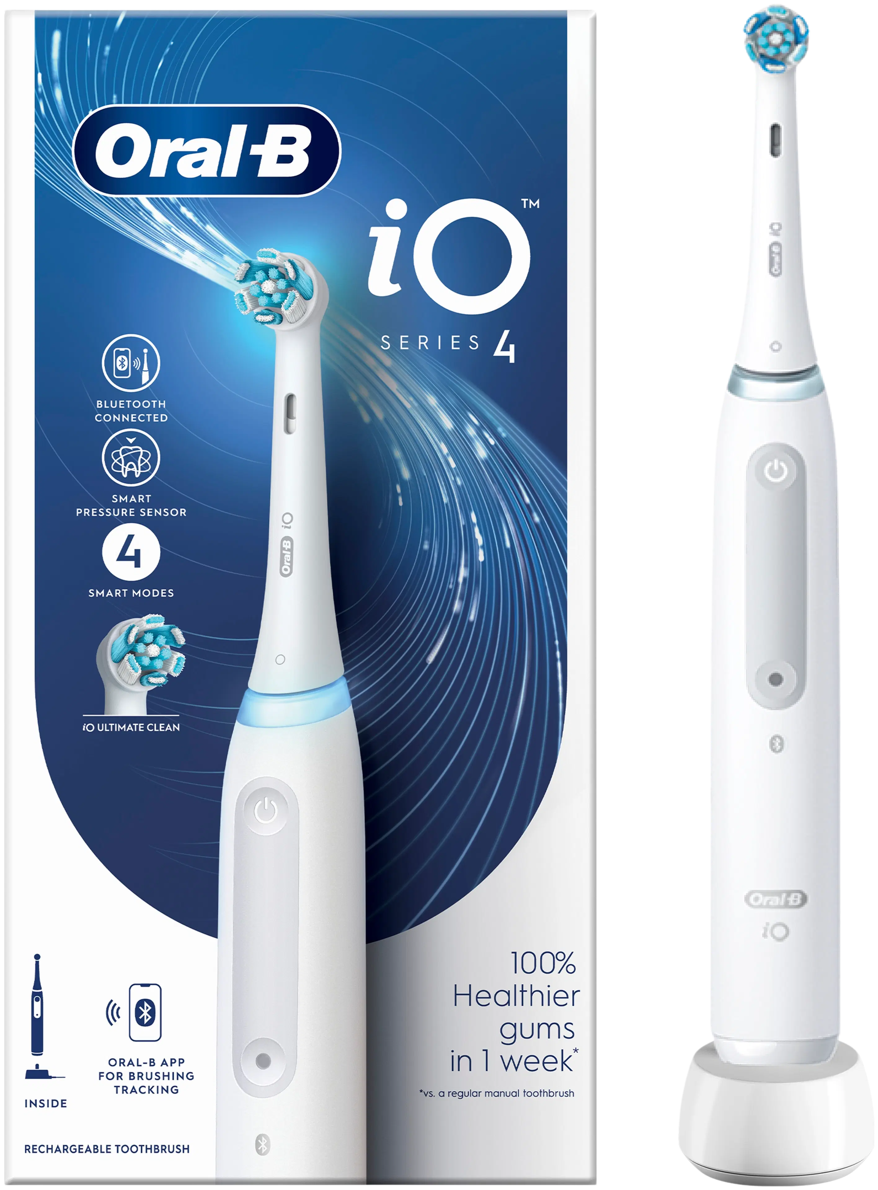 Oral-B iO 4 White -Sähköhammasharja Braun-tekniikalla
