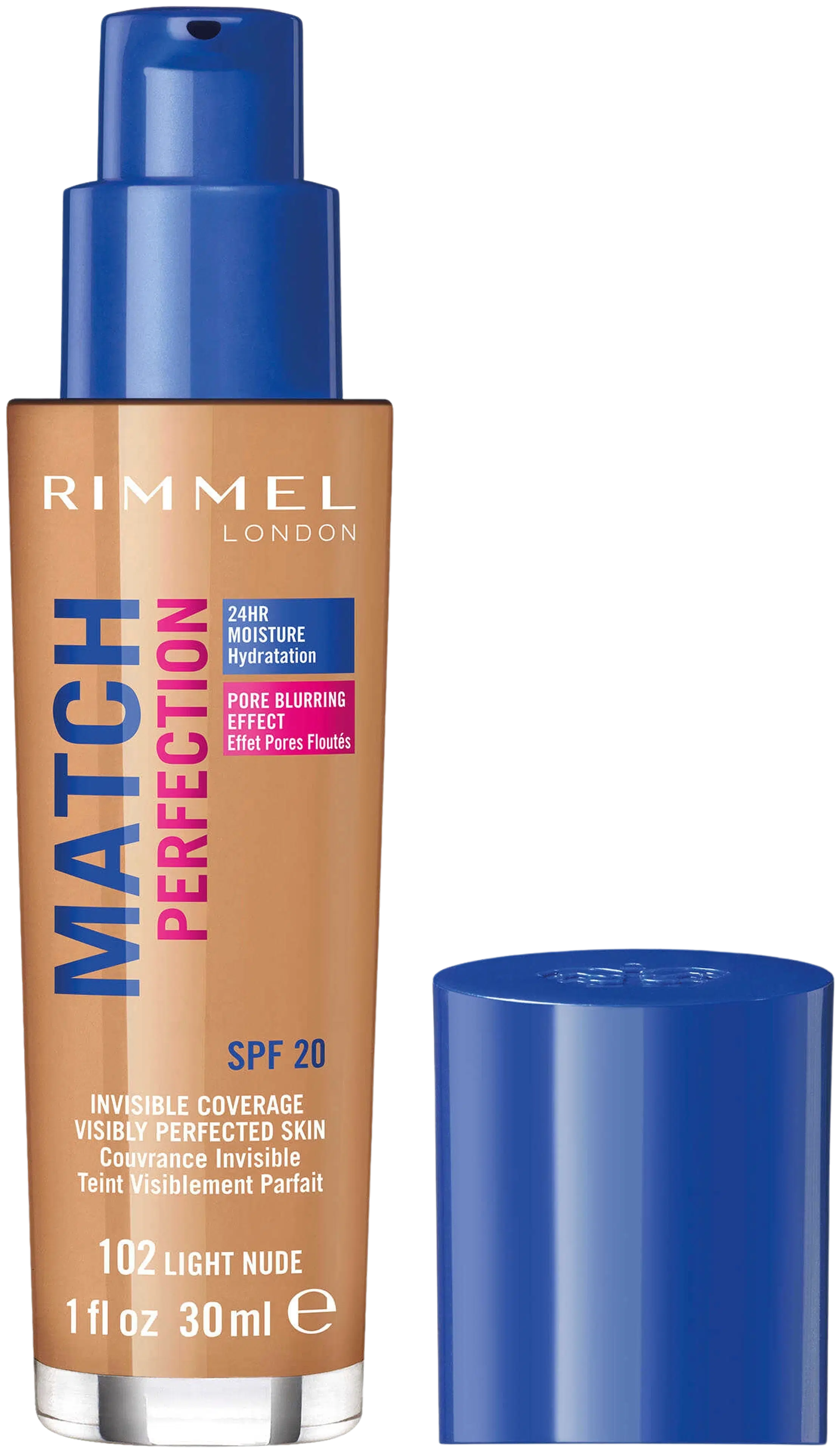 Rimmel 30ml Match Perfection Foundation SPF 20 102 Light Nude meikkivoide