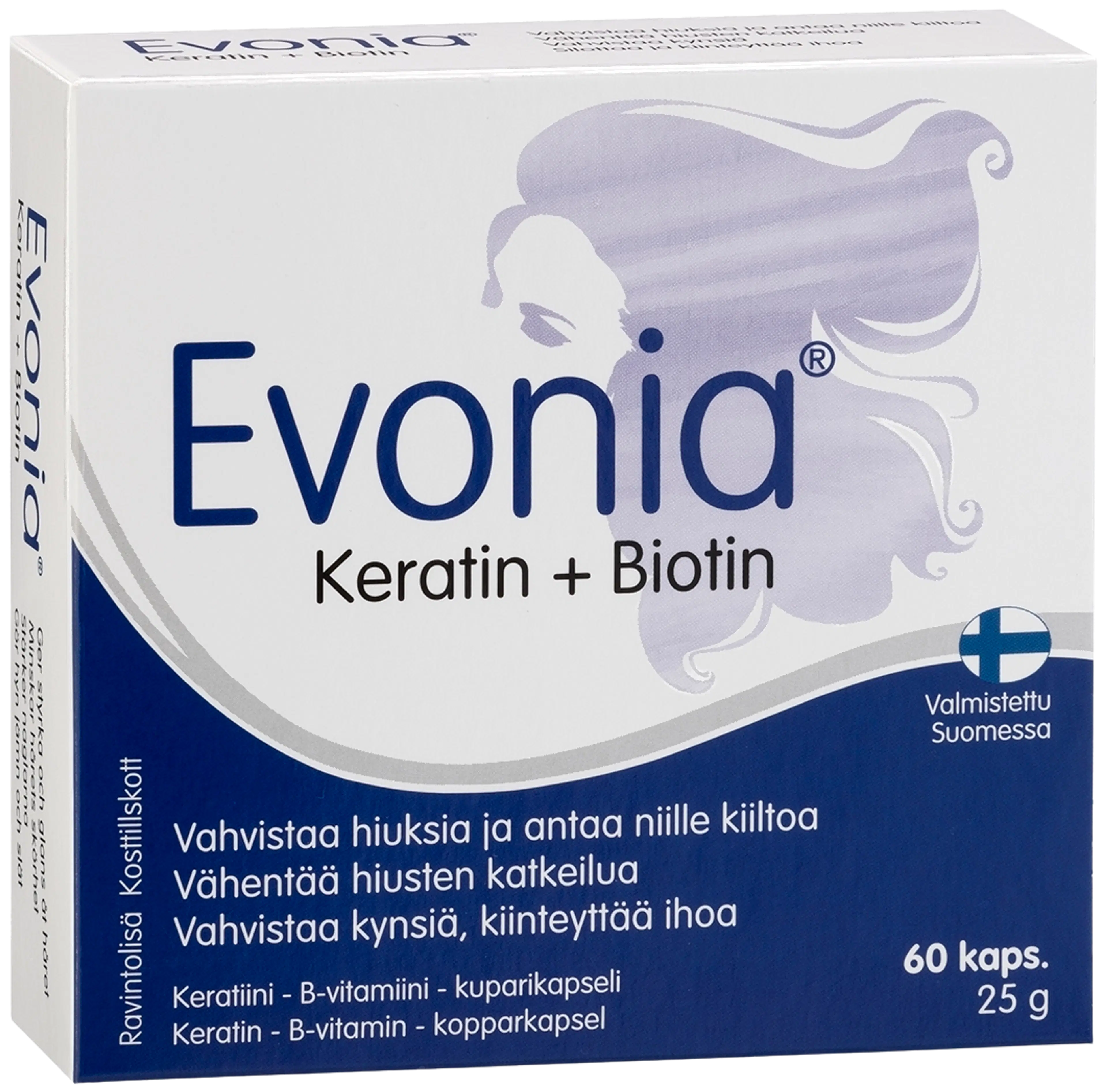 Evonia Keratin + Biotin Keratiini-B-vitamiini-kuparikapseli 60 kaps