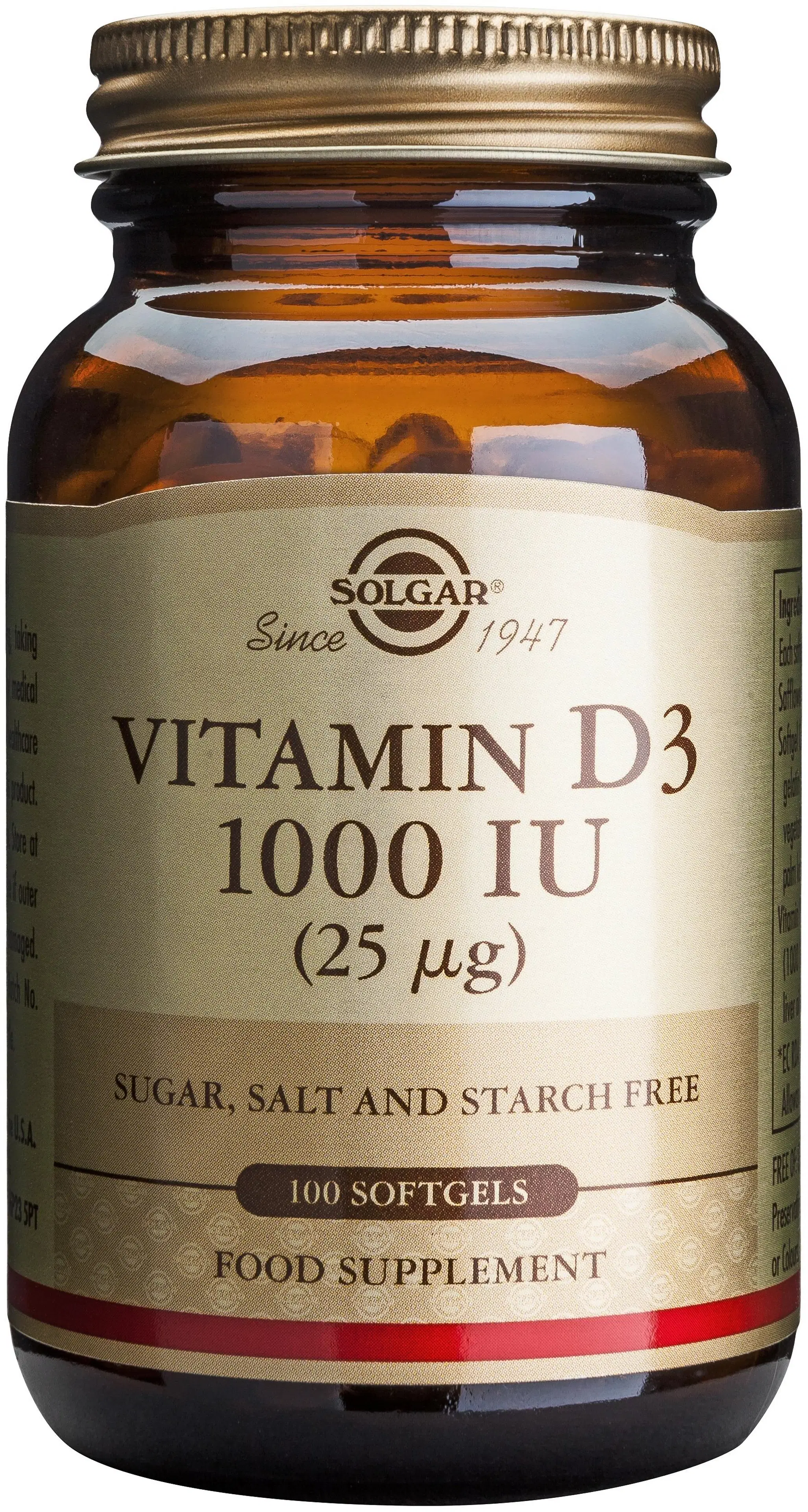 Solgar D3-vitamiini 25 µg 100 kaps.