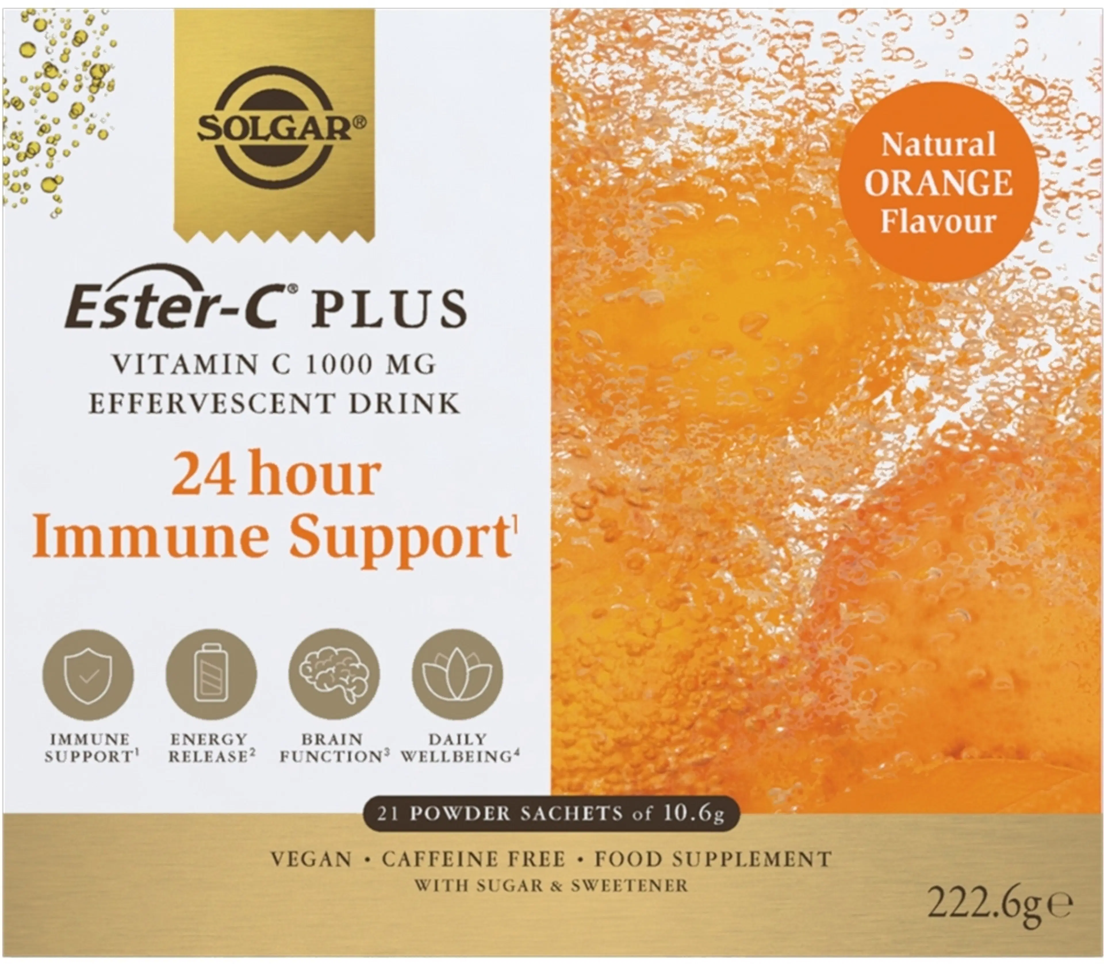 Solgar Ester-C® Plus Vitamin C 1000 mg -monivitamiini-mineraali-elektrolyyttijuomajauhe 21 pussia