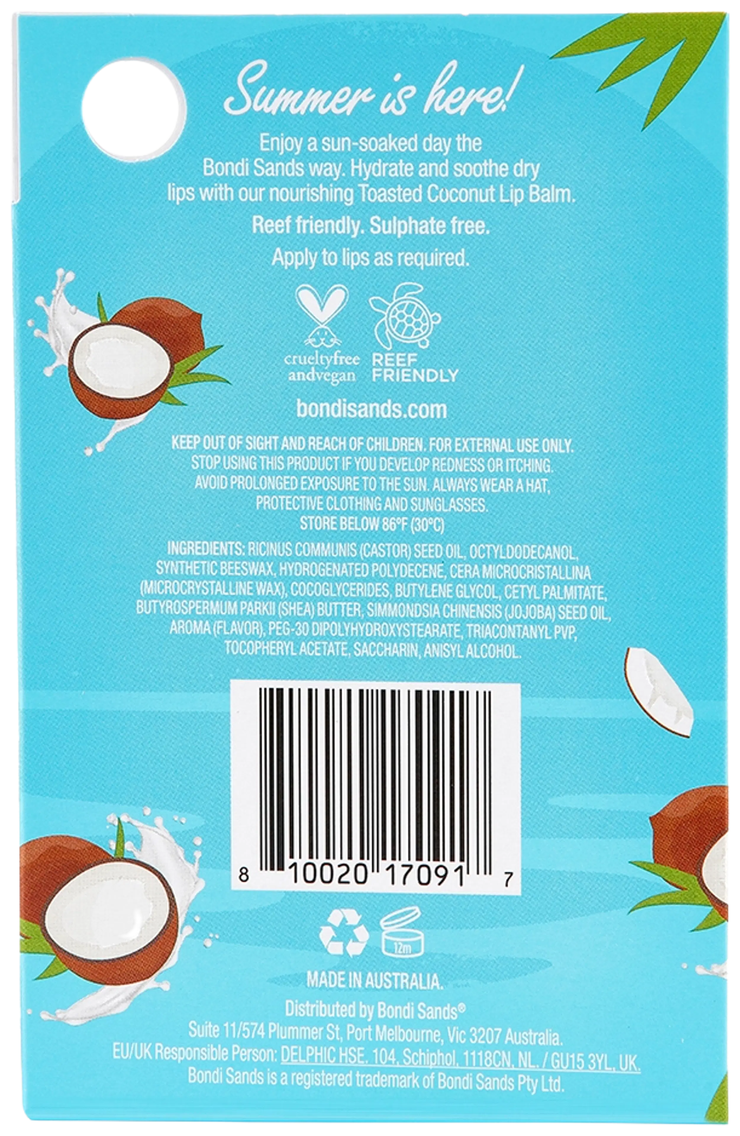 Bondi Sands Lip Balm with Vitamin E Toasted Coconut huulivoide 10 g