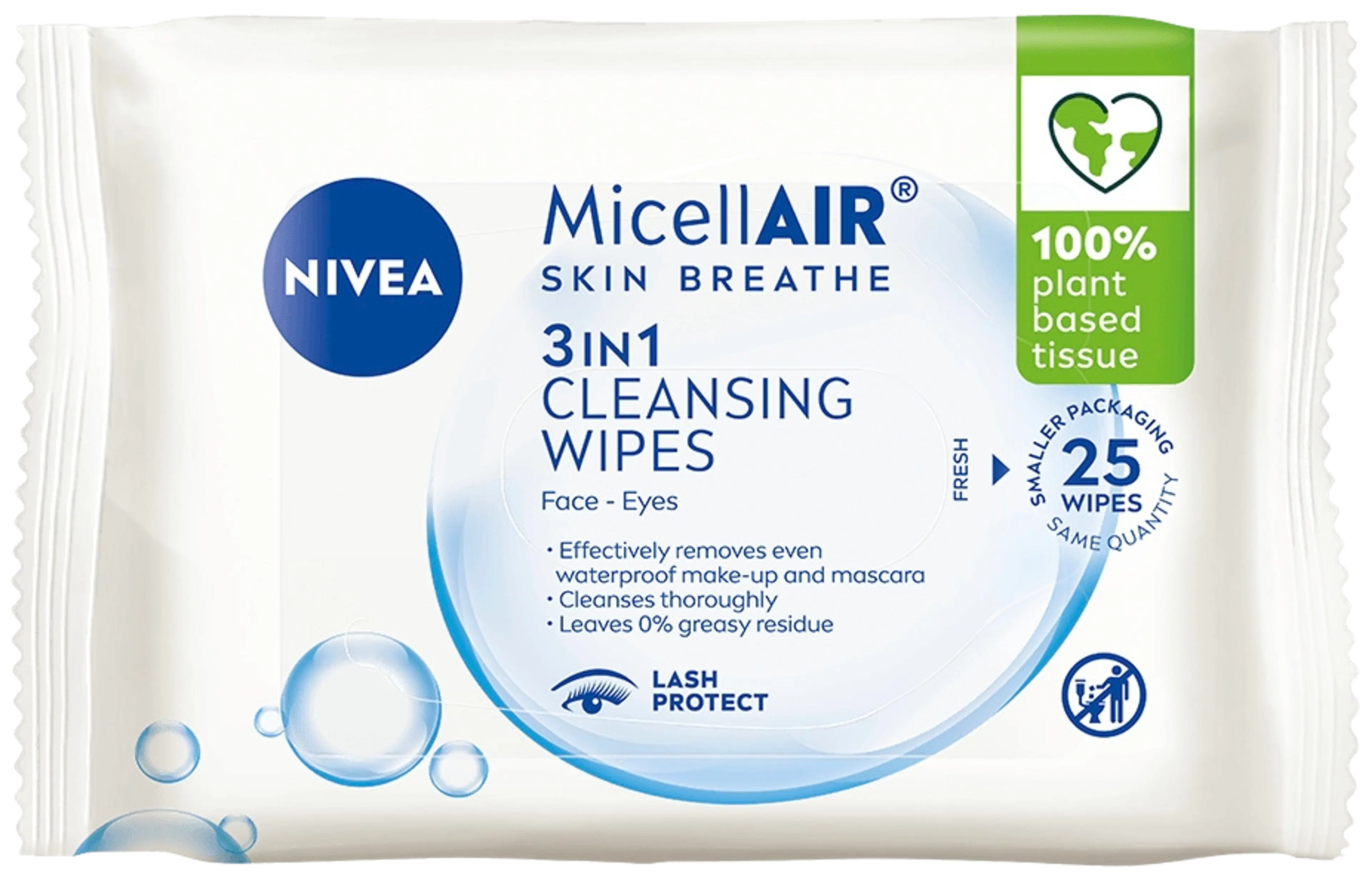 NIVEA 25kpl MicellAIR SKIN BREATHE® Cleansing Wipes -puhdistusliinat