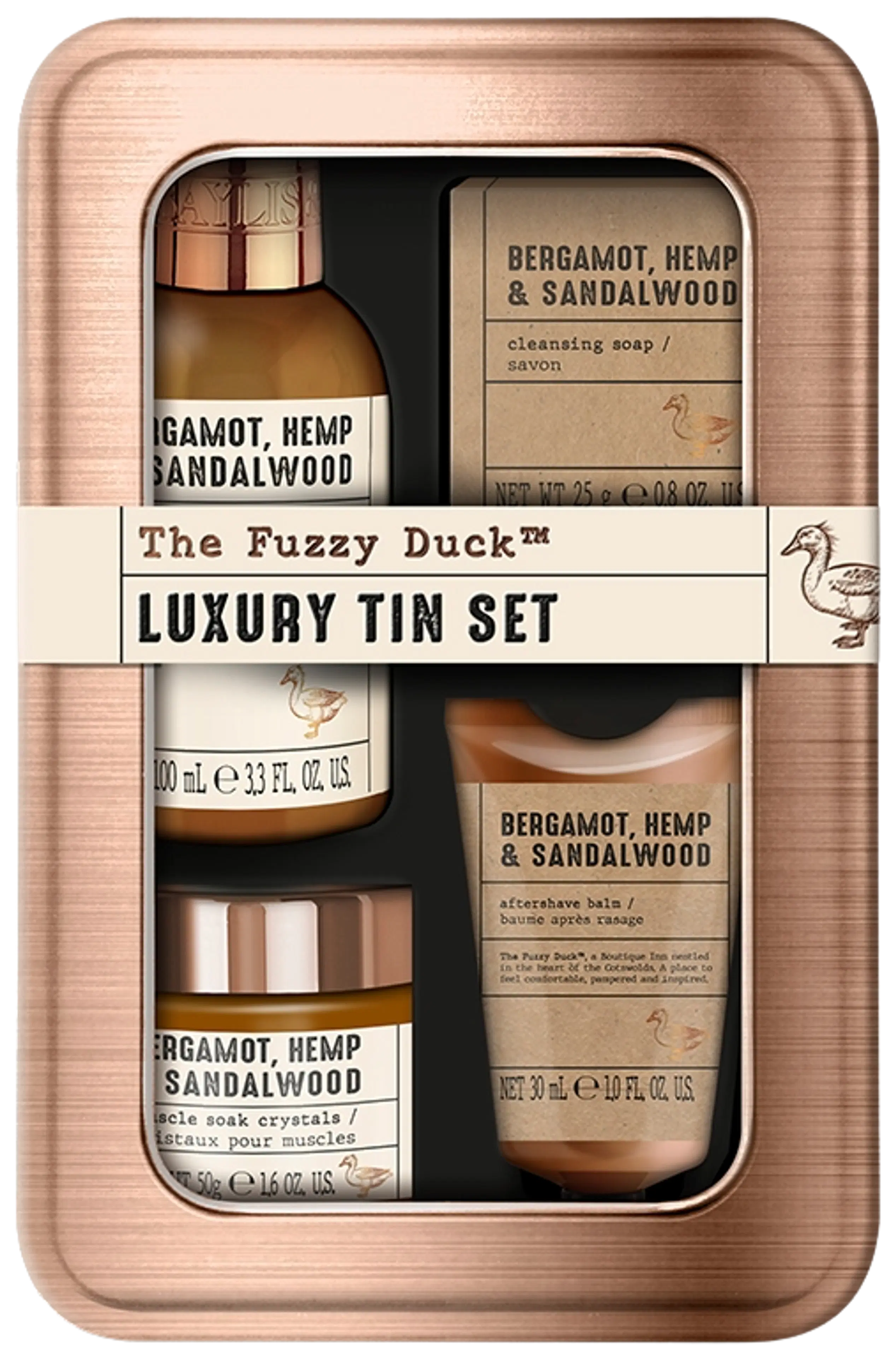 Baylis & Harding The Fuzzy Duck Bergamot, Hemp & Sandalwood Men's Luxury Grooming Tin lahjapakkaus