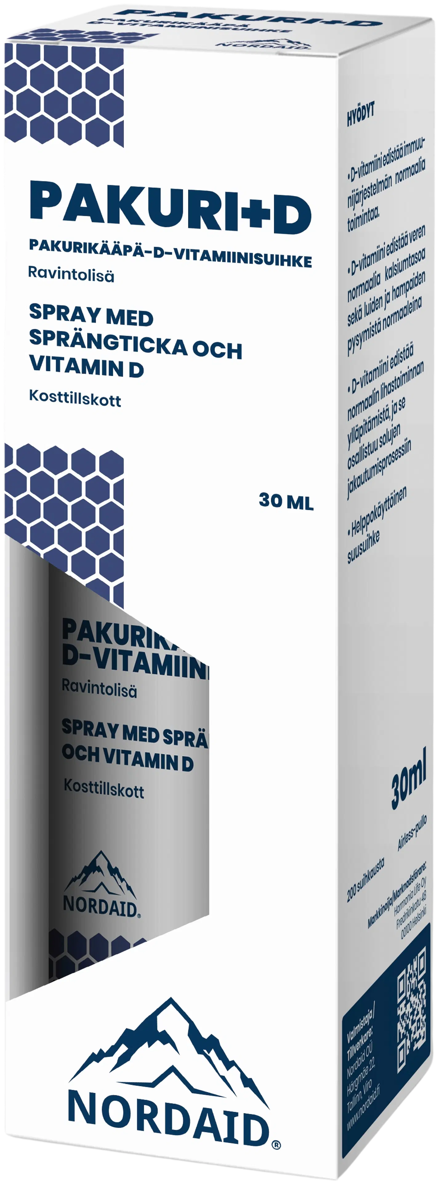 Nordaid Pakuri+D-vitamiinisuihke 30 ml