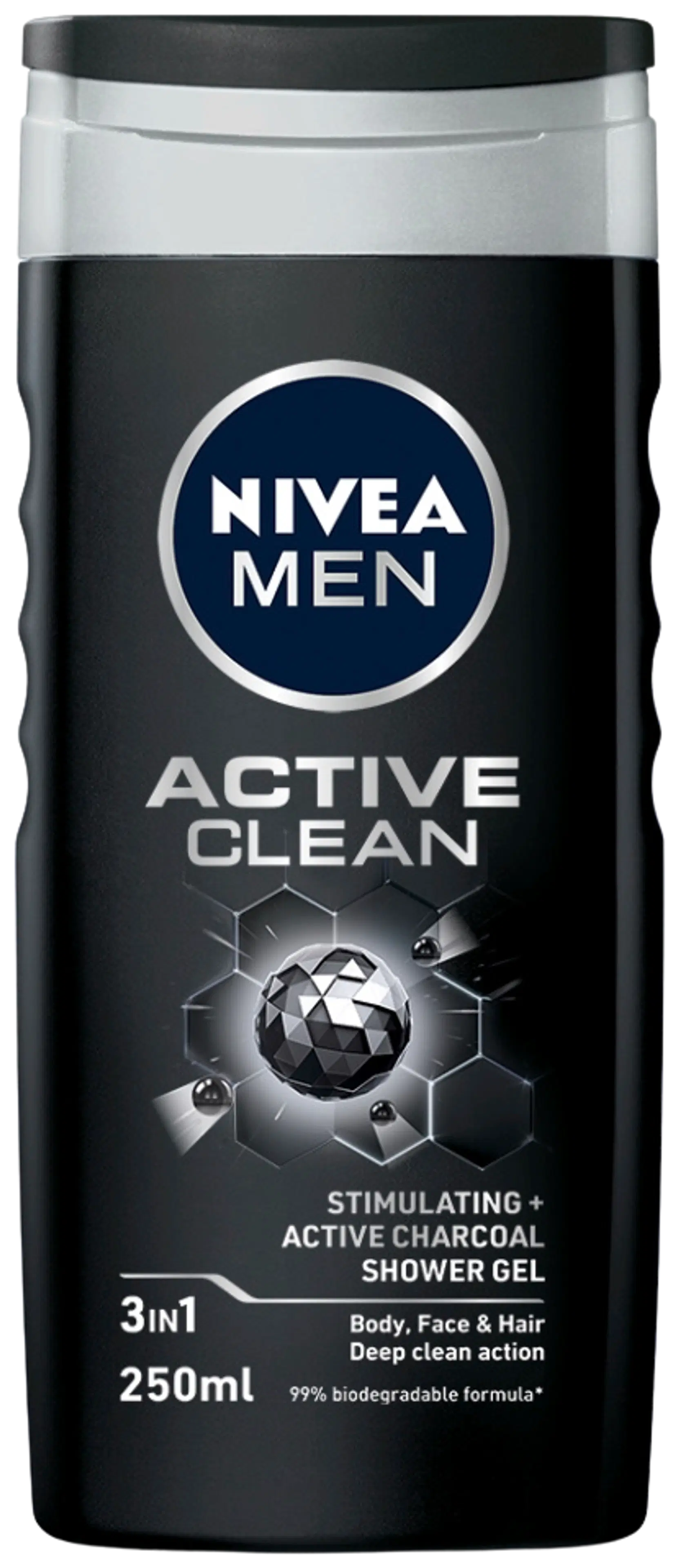 NIVEA MEN 250ml Active Clean Shower Gel -suihkugeeli