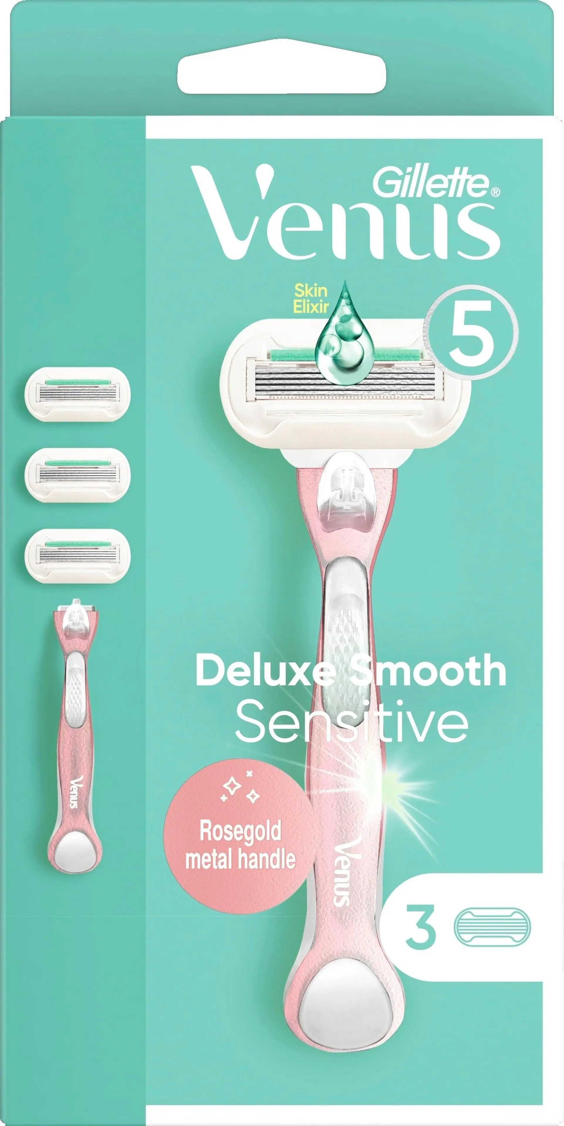 Gillette Venus Deluxe Smooth Sensitive varsi+3 terää