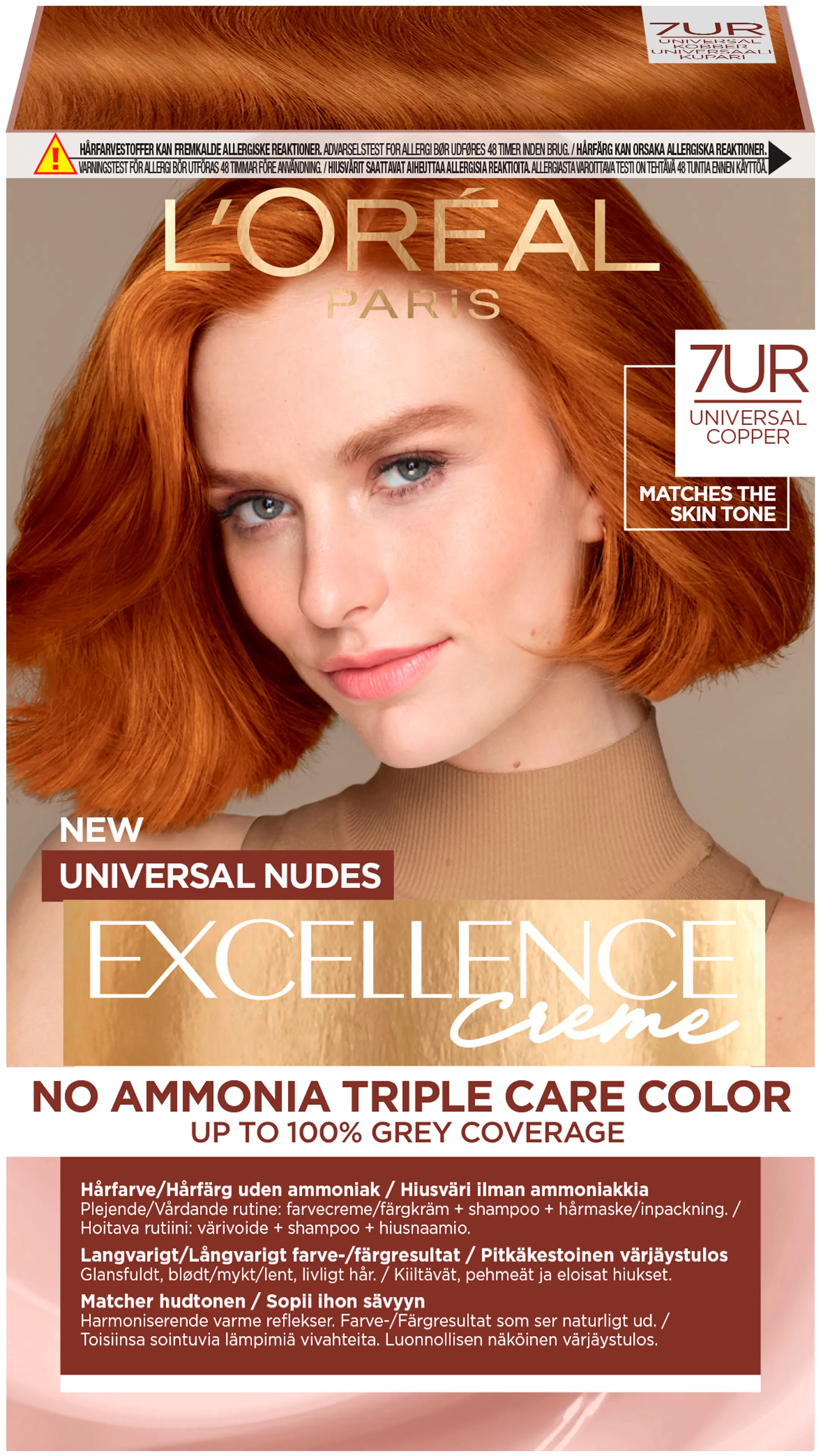 L'Oréal Paris Excellence Universal Nudes 7UC Copper kestoväri ilman ammoniakkia 1kpl
