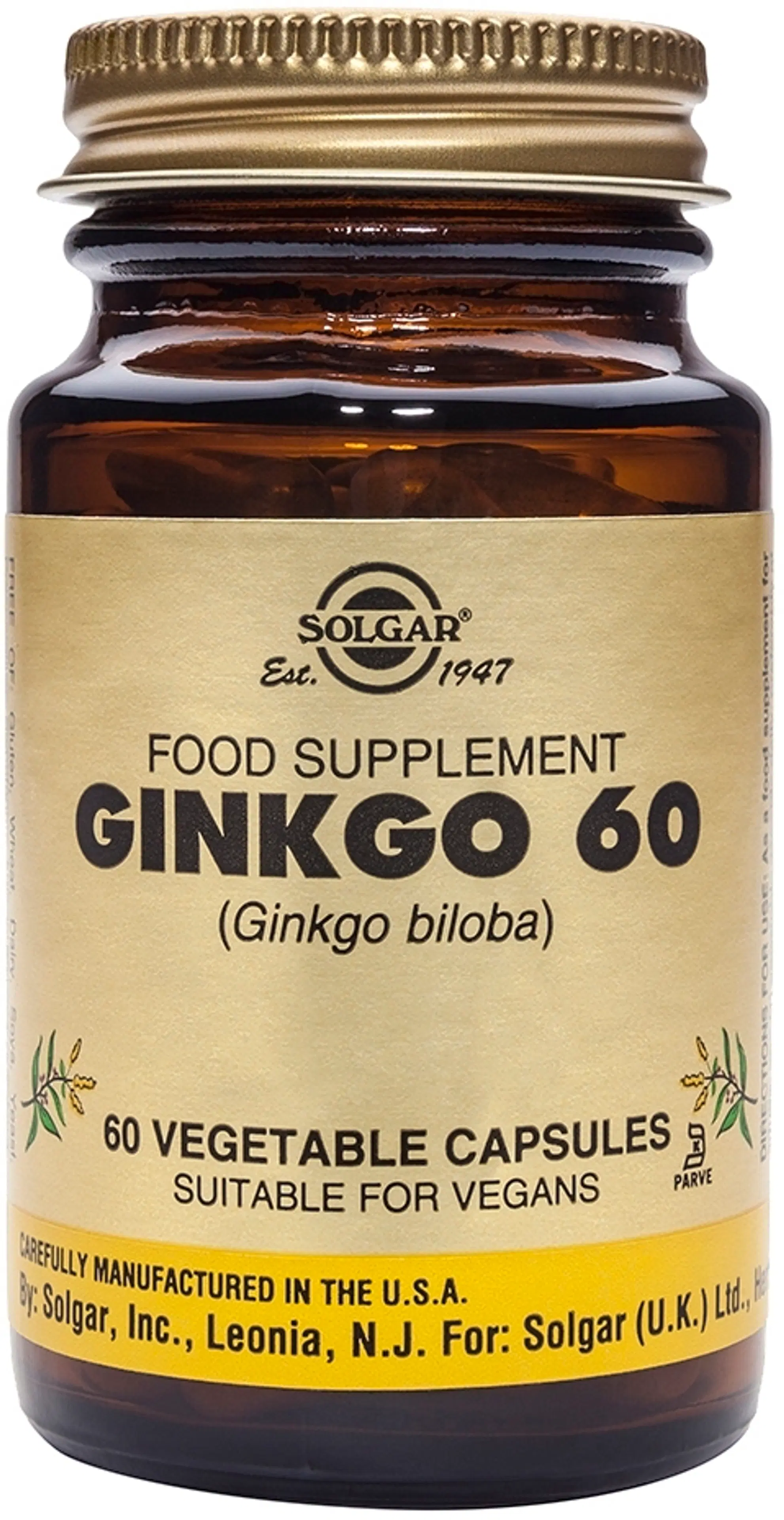 Solgar Ginkgo biloba Neidonhiuspuu 60 mg yrttivalmiste 60 kaps.