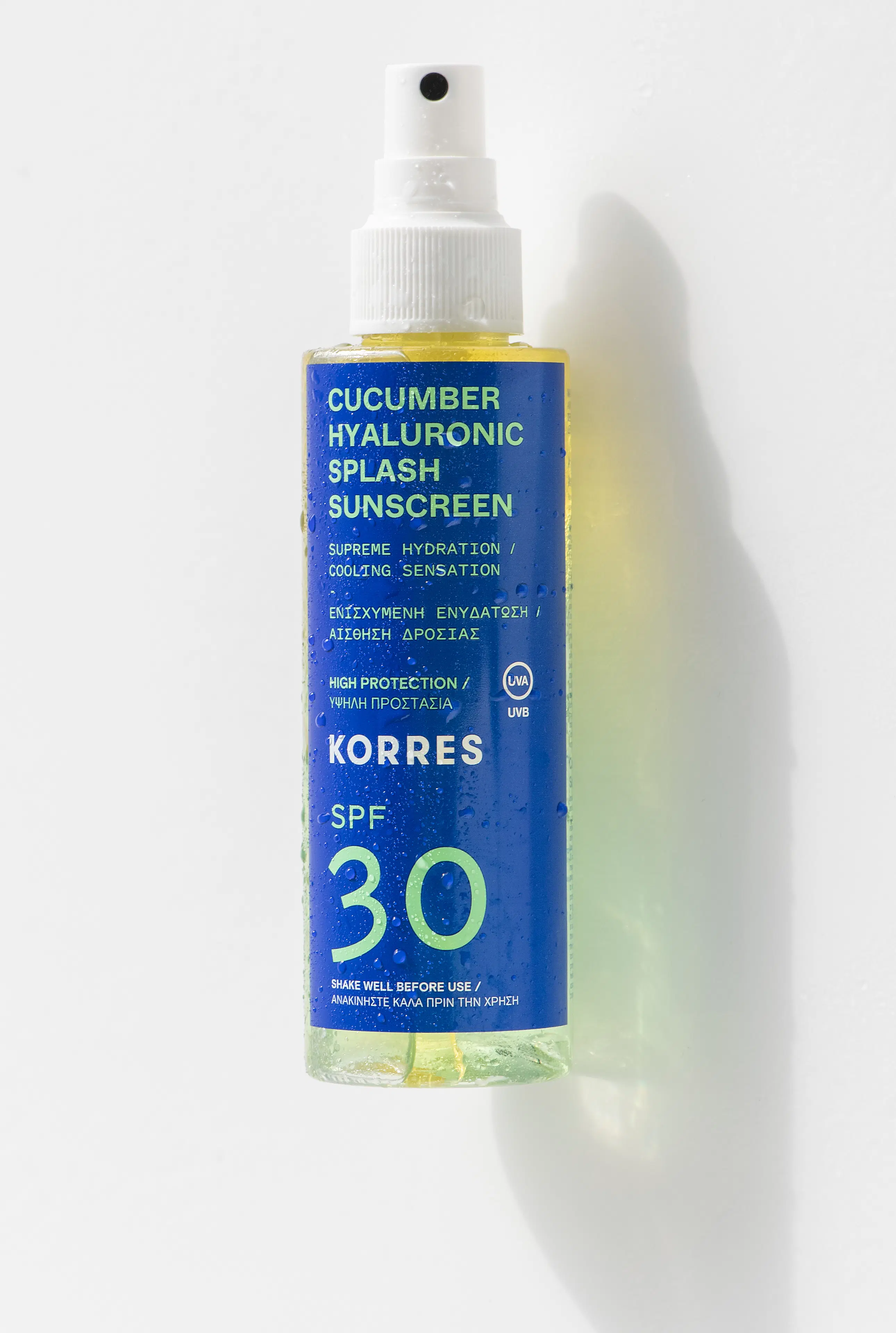 KORRES Cucumber Hyaluronic SPF30 aurinkosuojavesi kasvoille ja vartalolle 150 ml