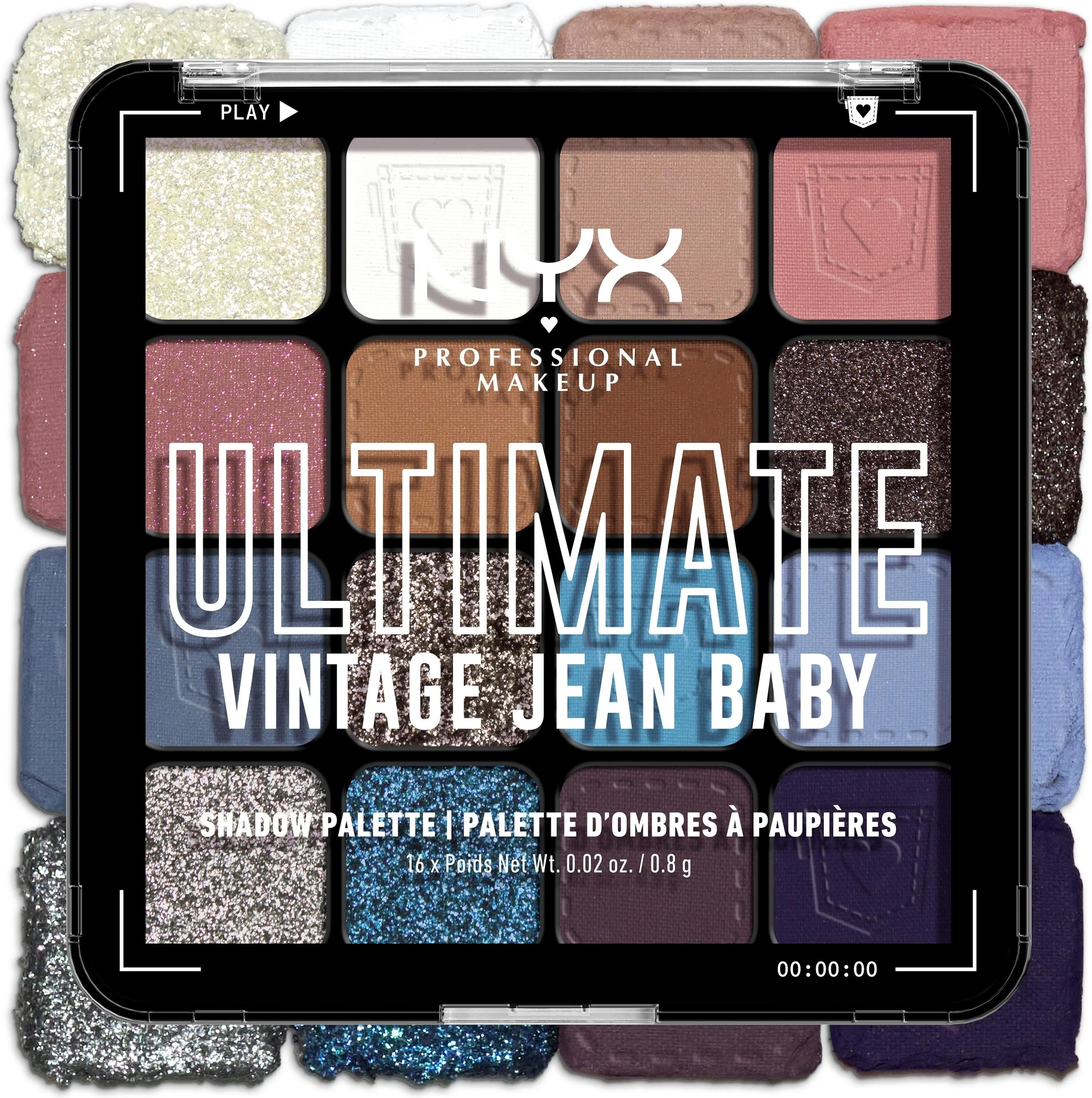 NYX Professional Makeup Ultimate Shadow Palette -luomiväripaletti 01W Vintage Jean Baby 13,28 g
