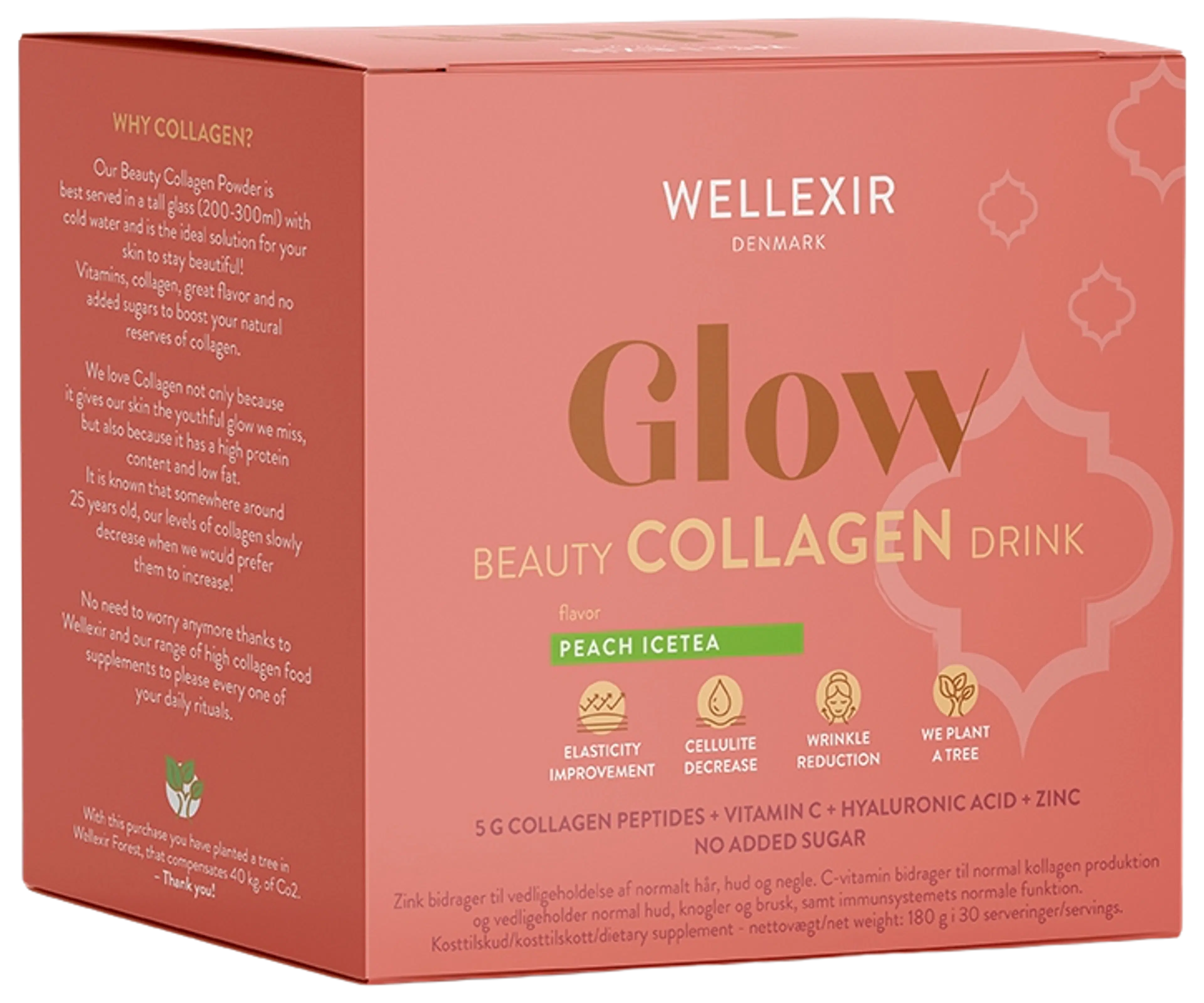 Wellexir Glow Beauty Collagen Drink Peach Ice Tea kollageeni-vitamiini ravintolisäjauhe 30 kpl
