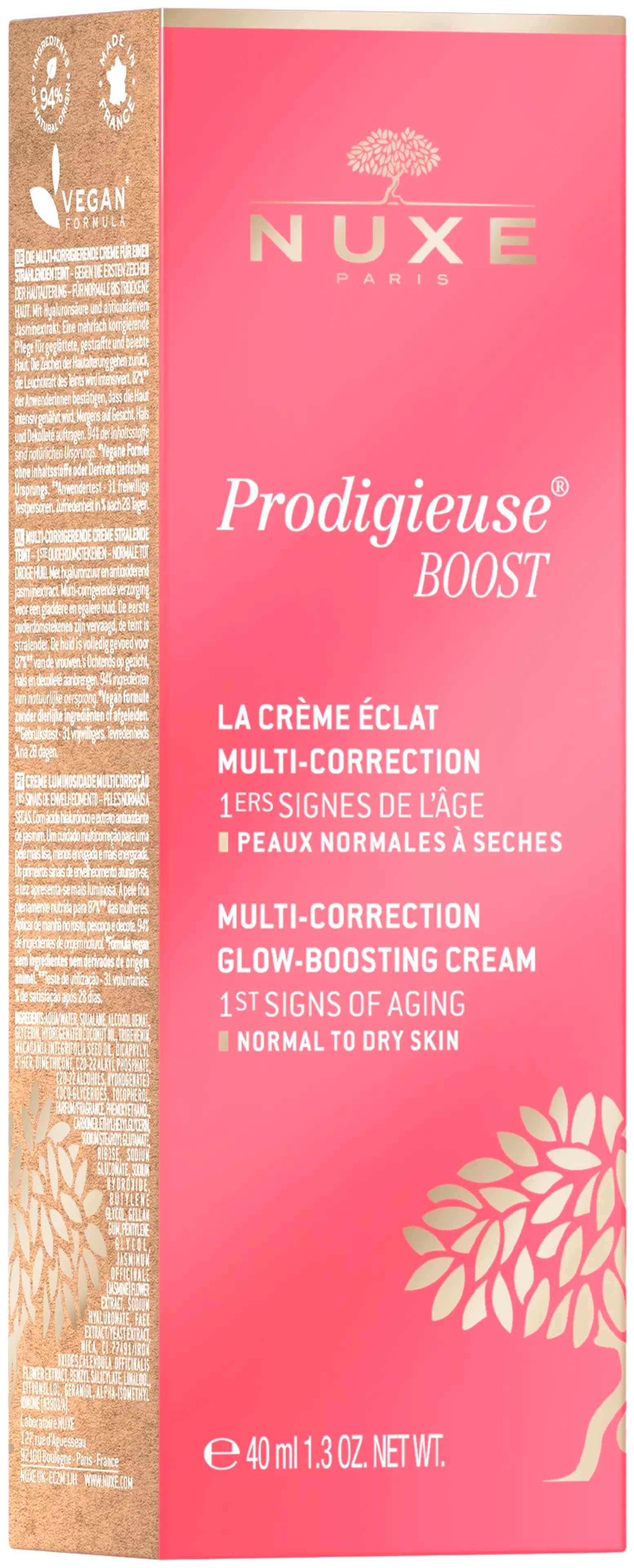 Nuxe Prodigieuse Boost Multi-Correction Glow-Boosting Cream heleyttävä kasvovoide 40 ml