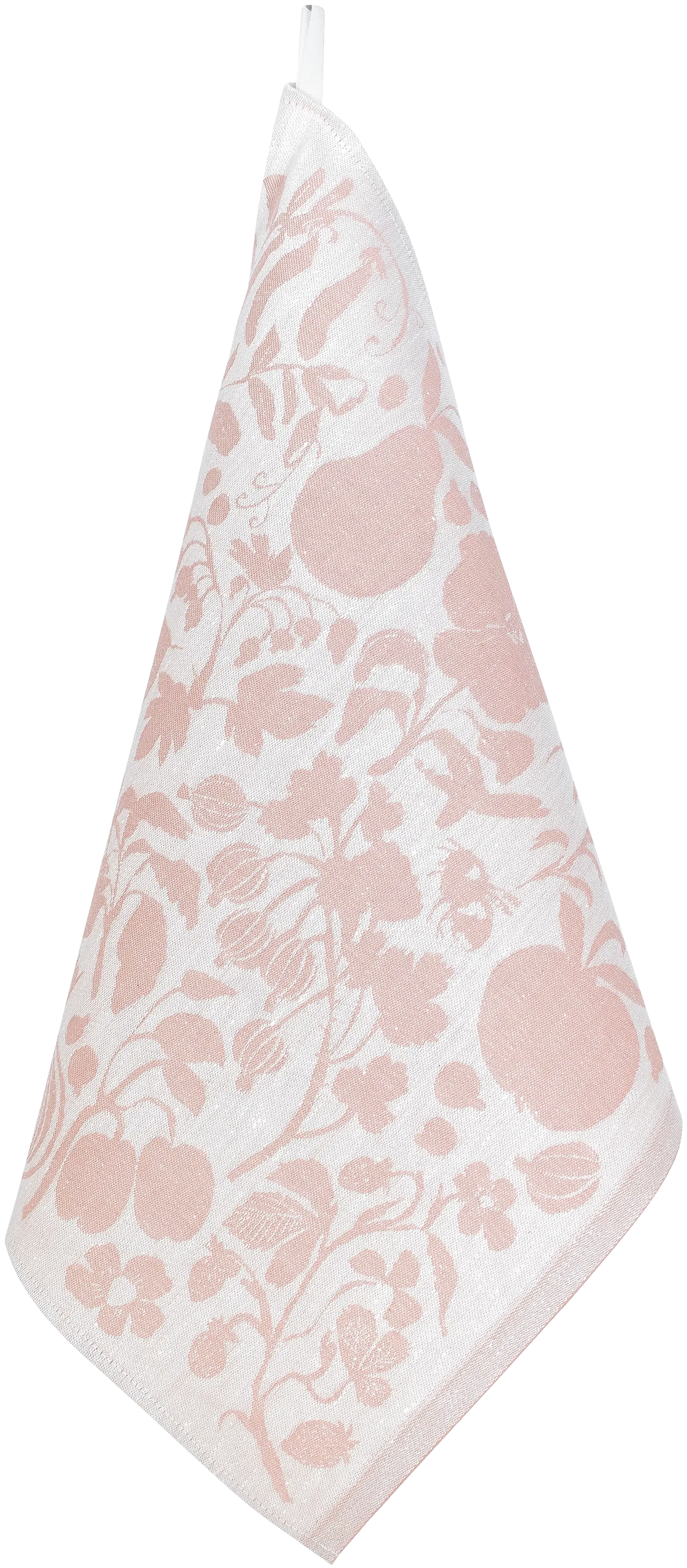 Lapuan Kankurit keittiöpyyhe-servietti Puutarha 46x46 cm valko-roosa pellava-puuvilla