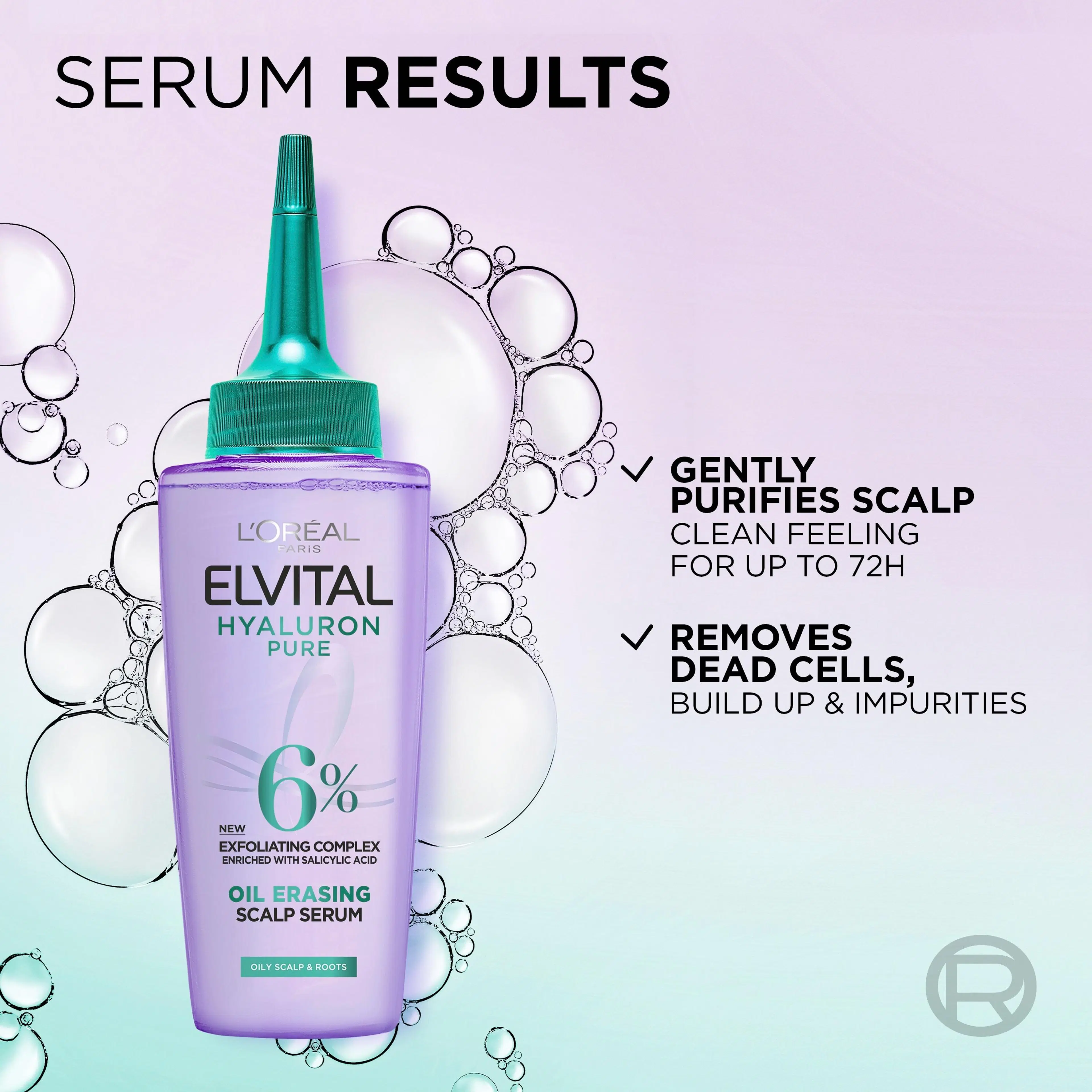 L'Oréal Paris Elvital Hyaluron Pure Oil Erasing Scalp seerumi kosteutta kaipaaville hiuksille 100ml