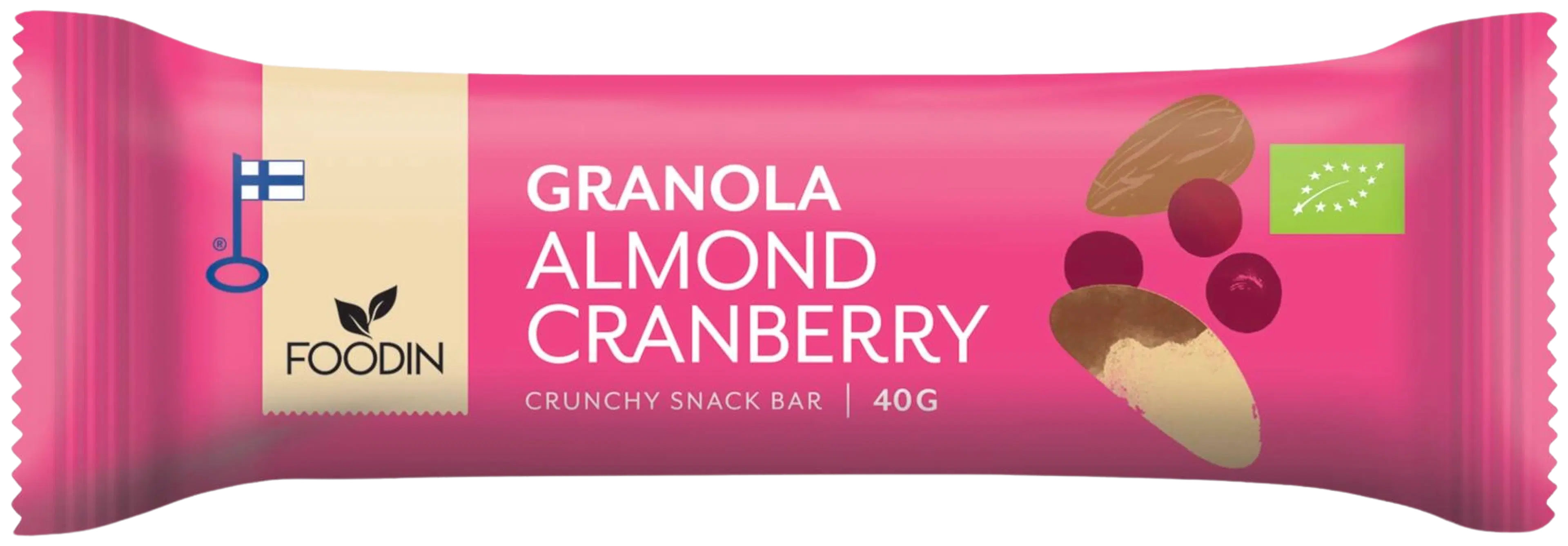 Foodin Granola bar Almond Cranberry, luomu, 40g
