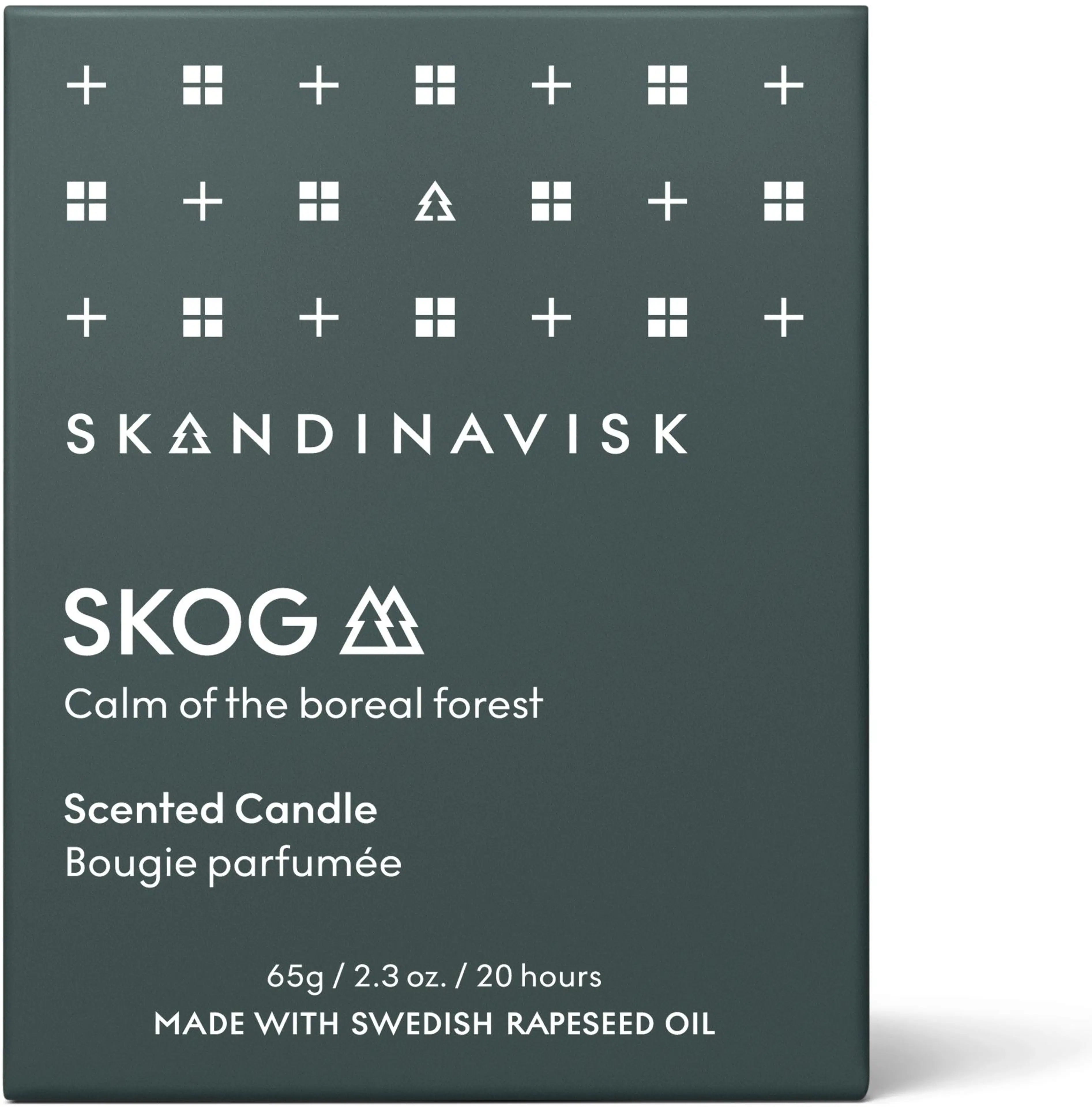 Skandinavisk SKOG Tuoksukynttilä puukannella 65g, vihreä