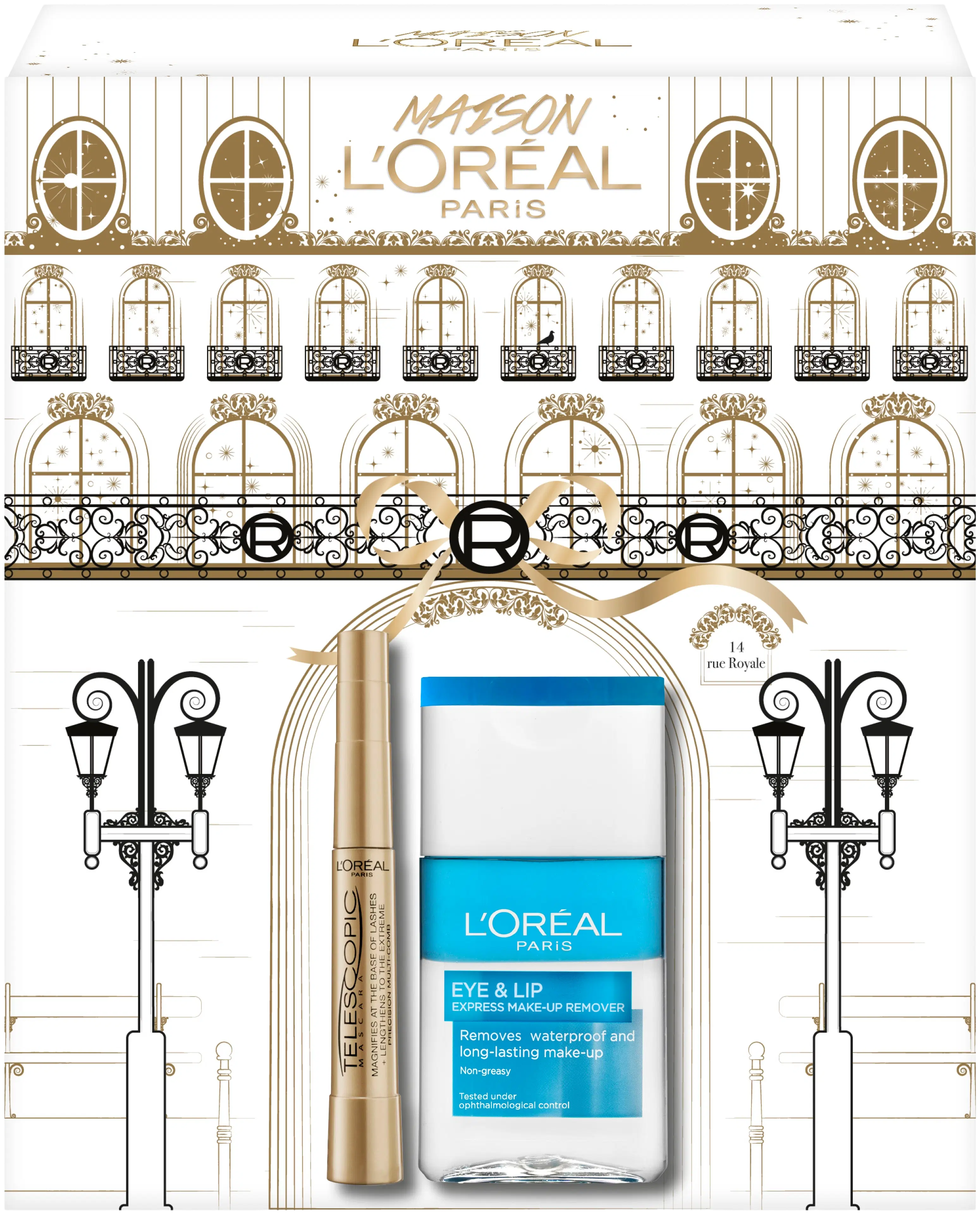 L'Oréal Paris Telescopic & Eye Makeup Remover lahjapakkaus - maskara 8ml ja meikinpoistoaine 125ml