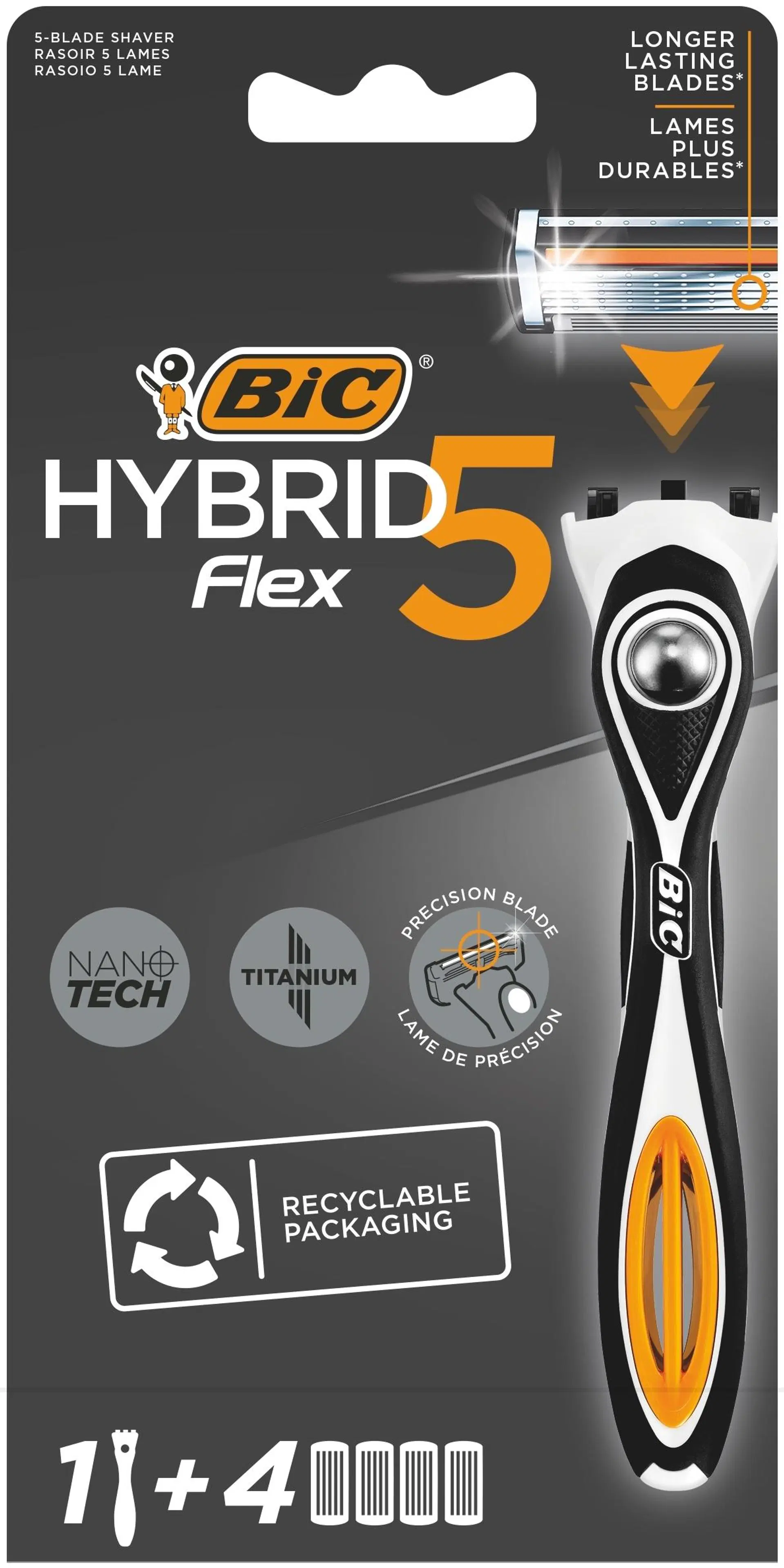 BIC Hybrid Flex 5 varsi ja 4 vaihtoterää
