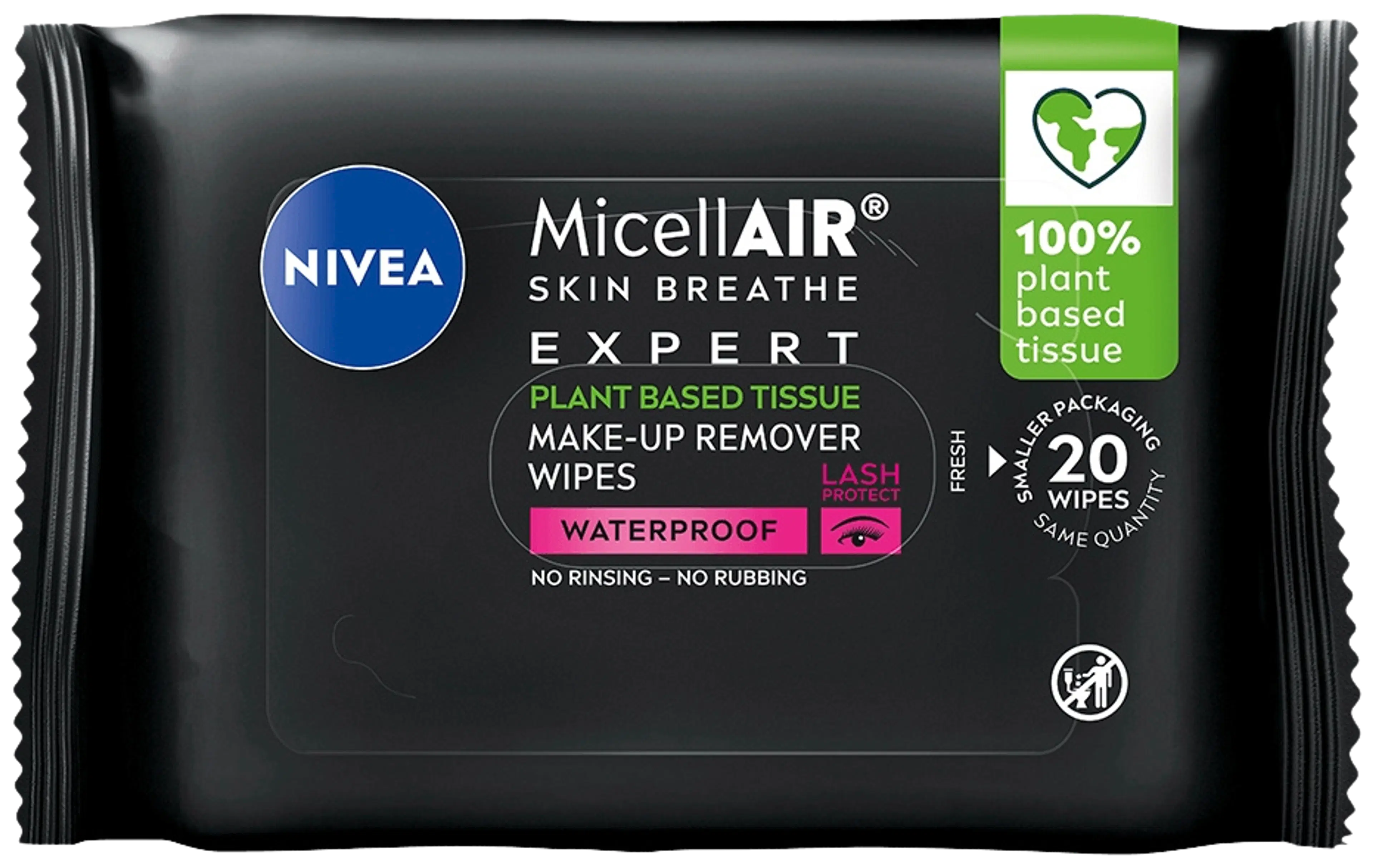 NIVEA 20kpl MicellAIR Expert Waterproof Make-up Removing Wipes -meikinpuhdistusliinat